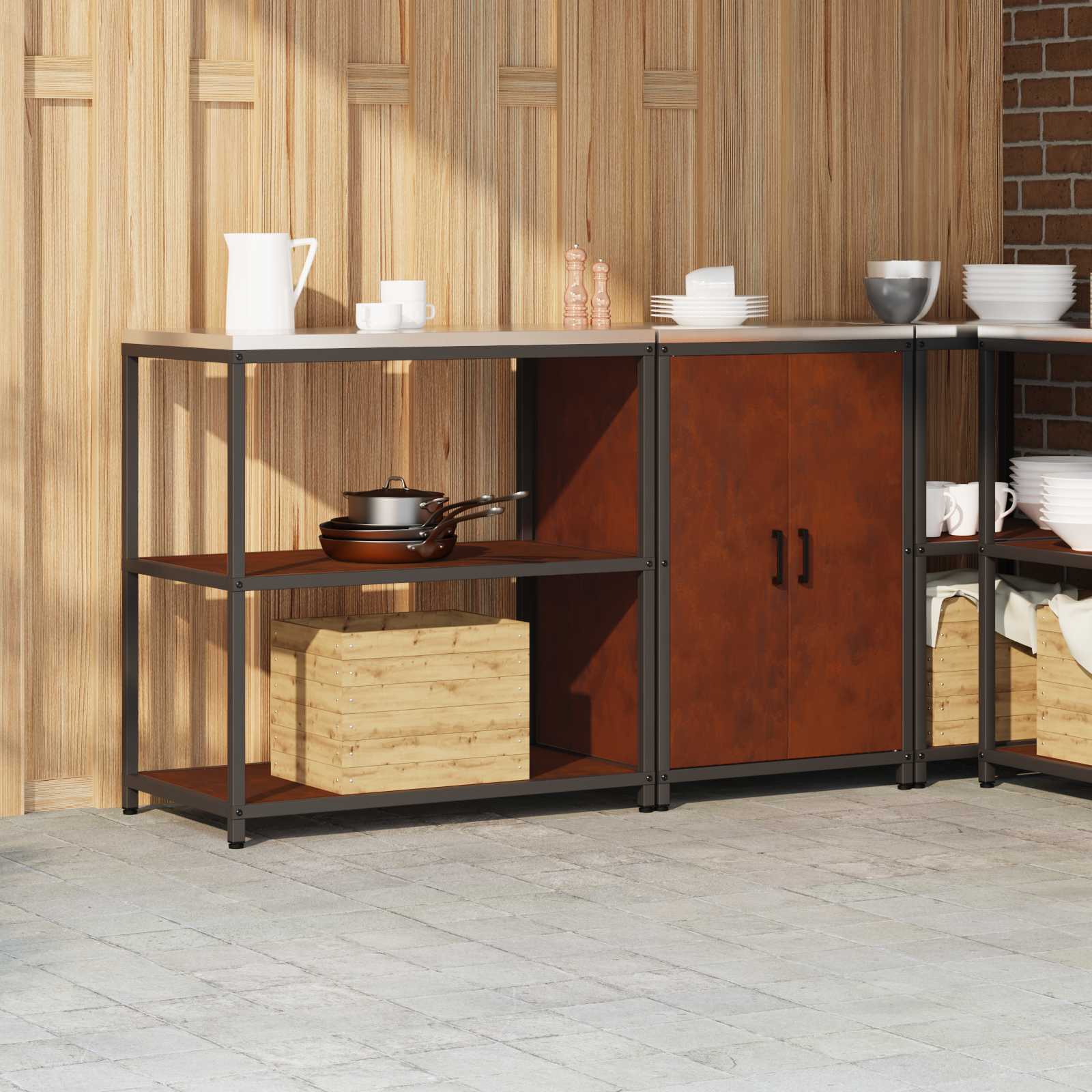Ensemble de rangement cuisine HATTEM 2 pc Rouillé Acier - XIOS