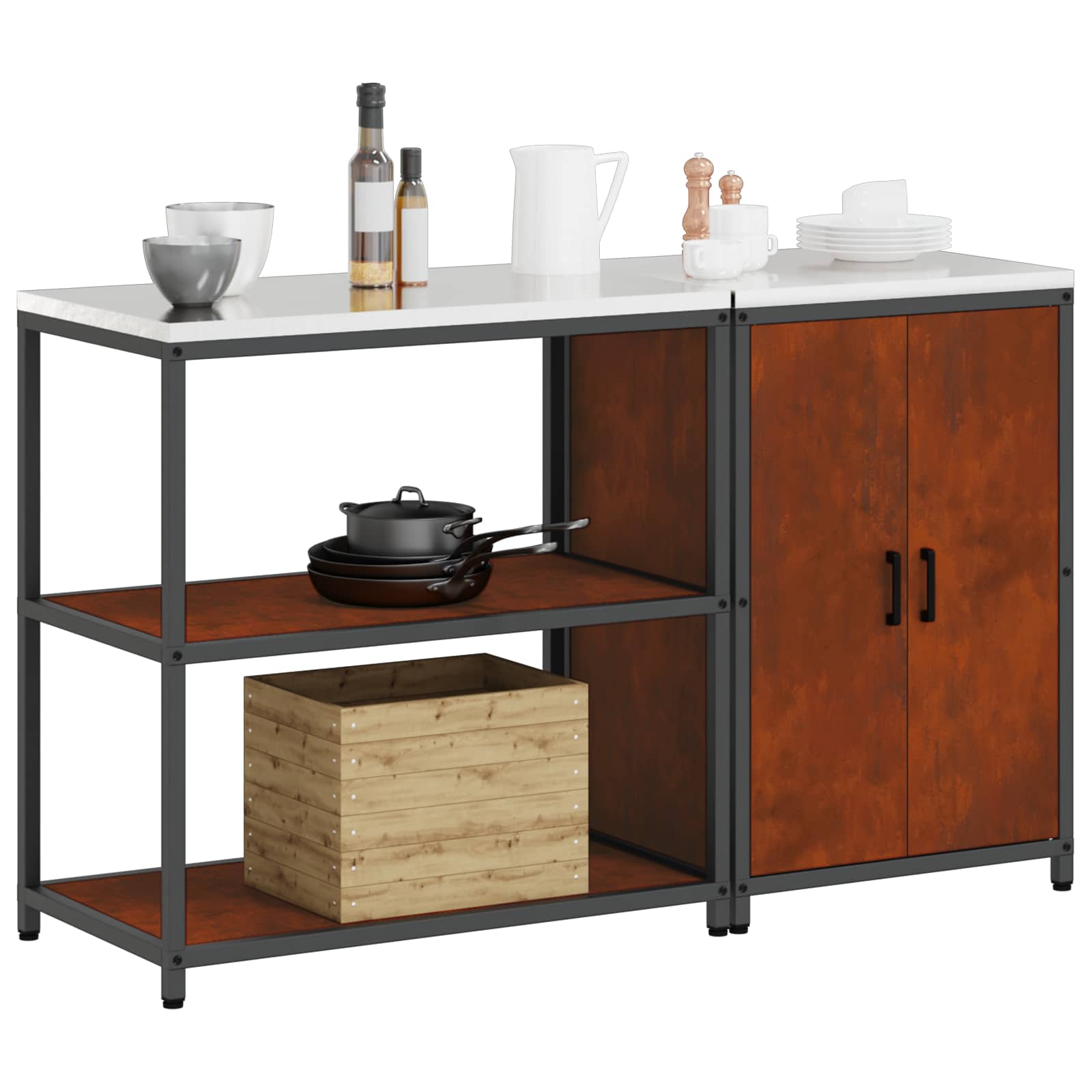 Ensemble de rangement cuisine HATTEM 2 pc Rouillé Acier - XIOS