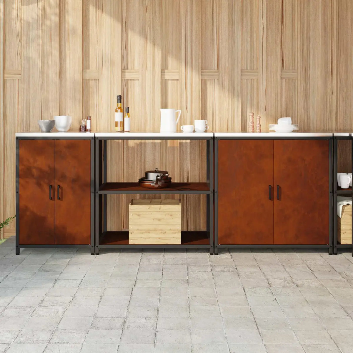 Ensemble de rangement cuisine HATTEM 3 pc Rouillé Acier - XIOS