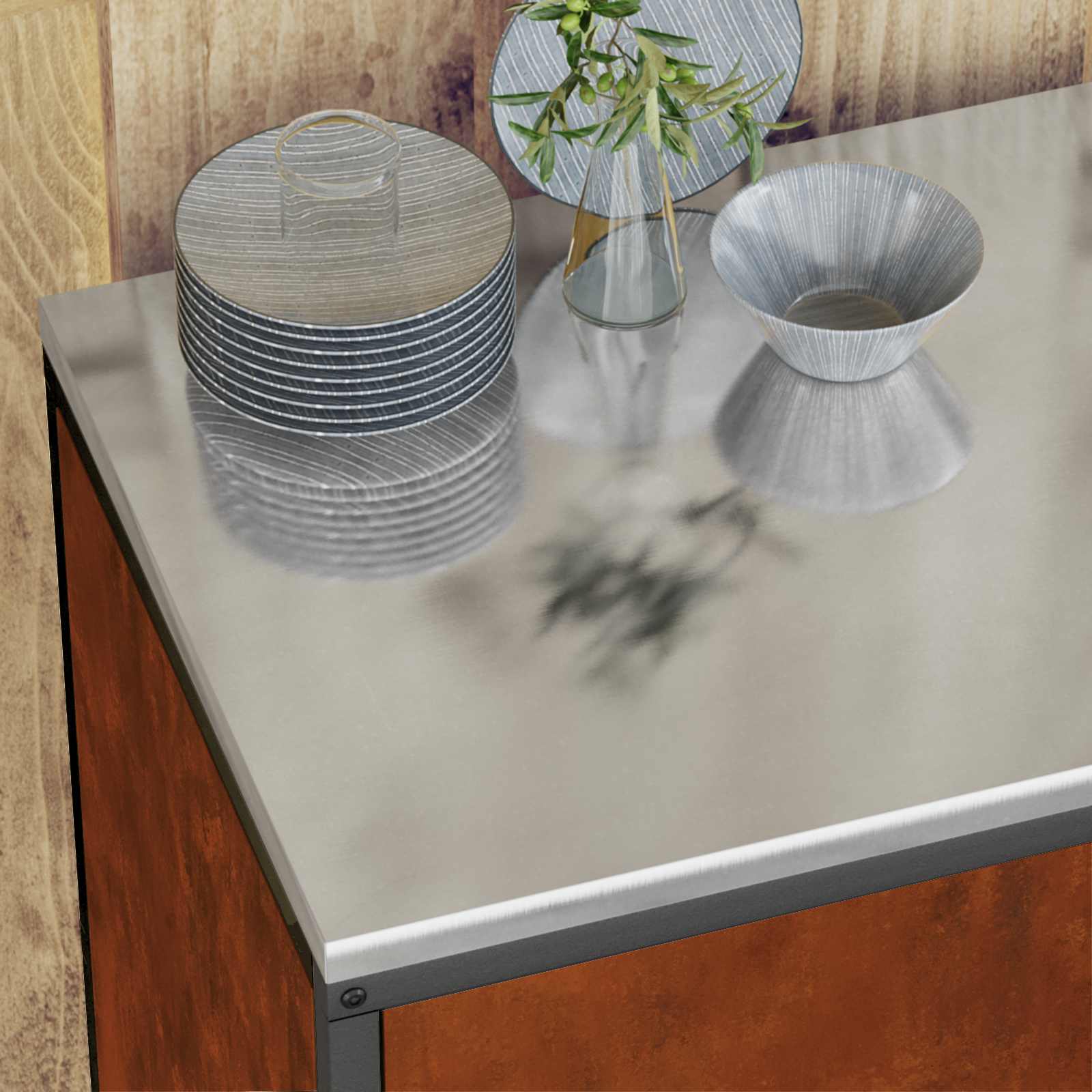 Ensemble de rangement cuisine HATTEM 2 pc Rouillé Acier - XIOS