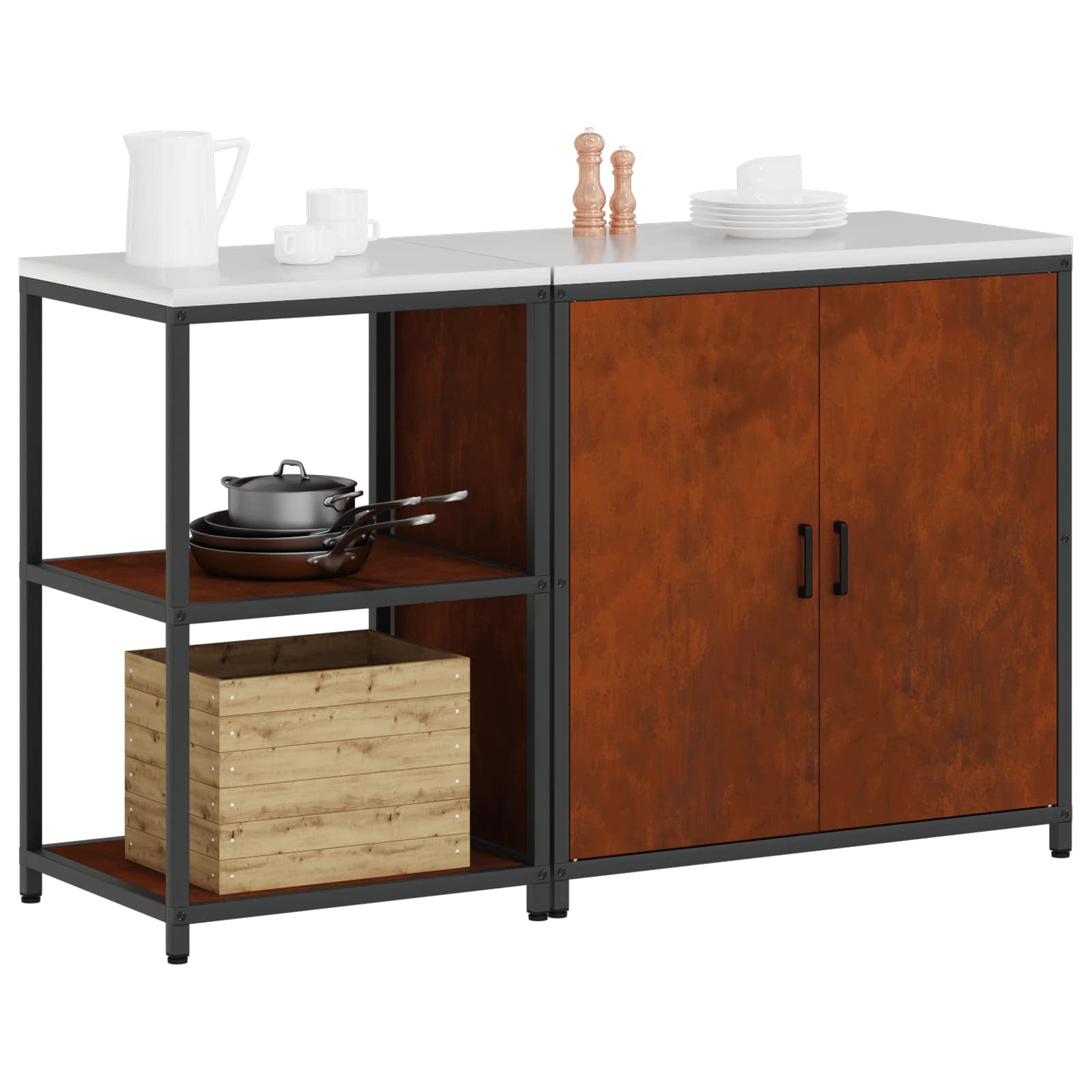 Ensemble de rangement cuisine HATTEM 2 pc Rouillé Acier - XIOS