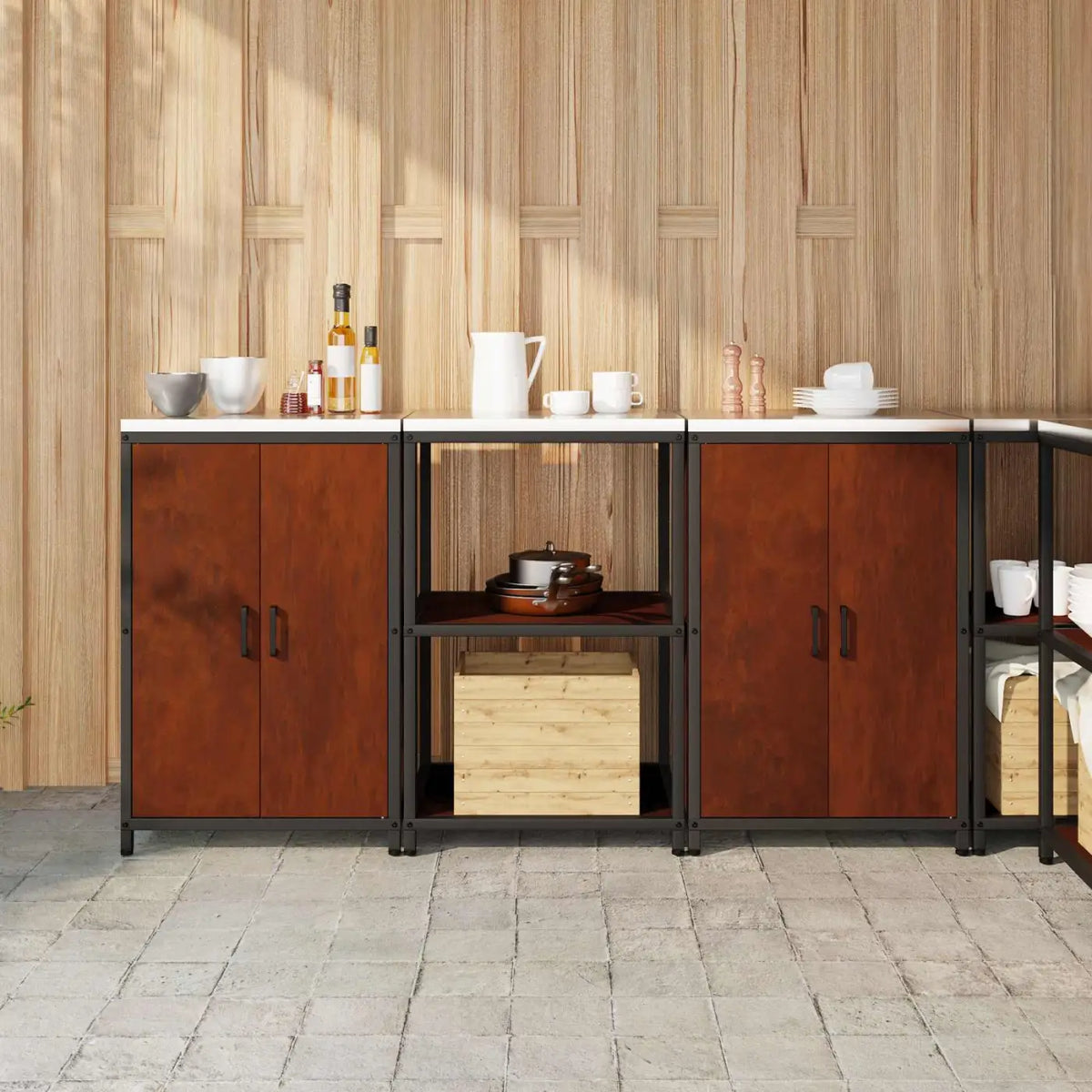 Ensemble de rangement cuisine HATTEM 3 pc Rouillé Acier - XIOS