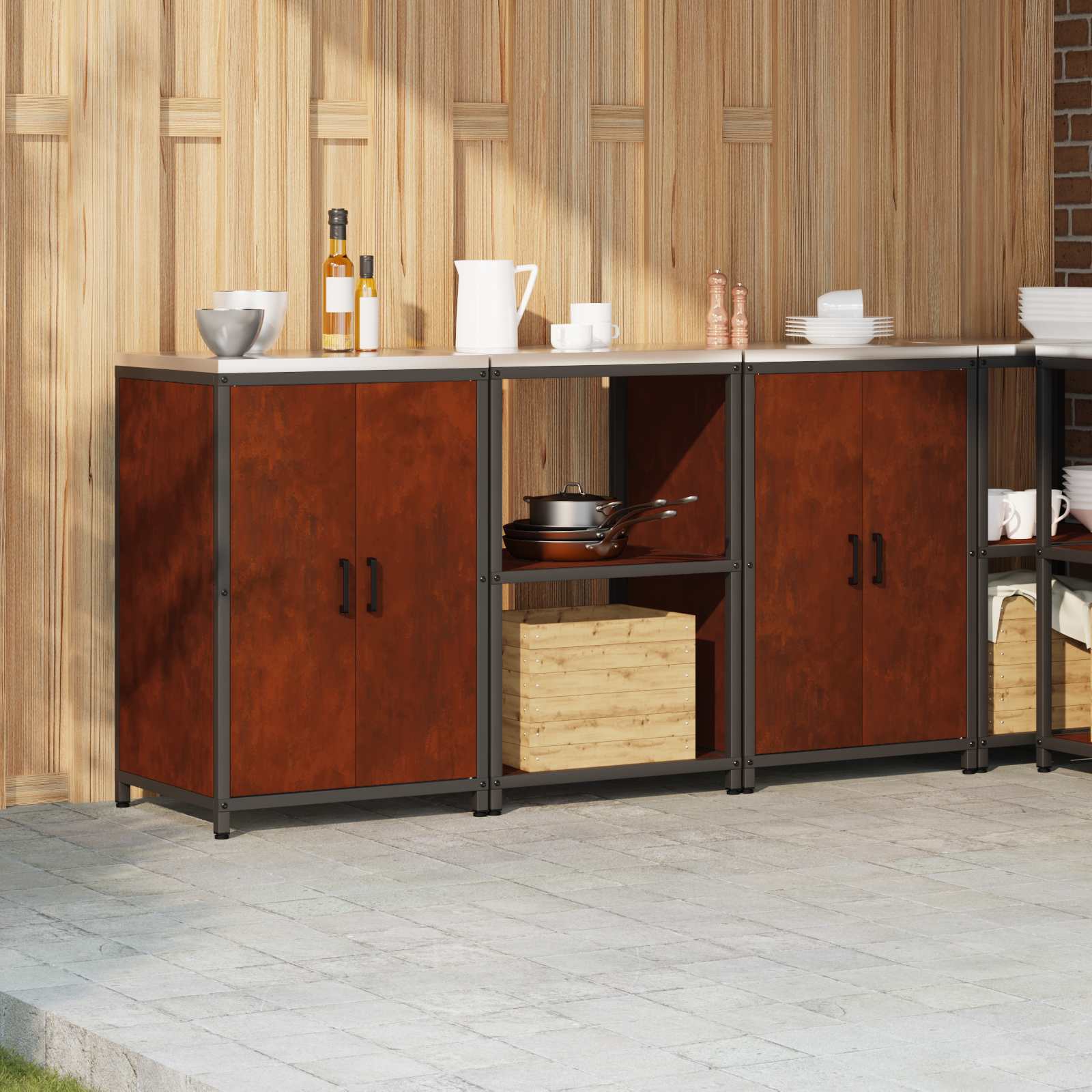 Ensemble de rangement cuisine HATTEM 3 pc Rouillé Acier - XIOS
