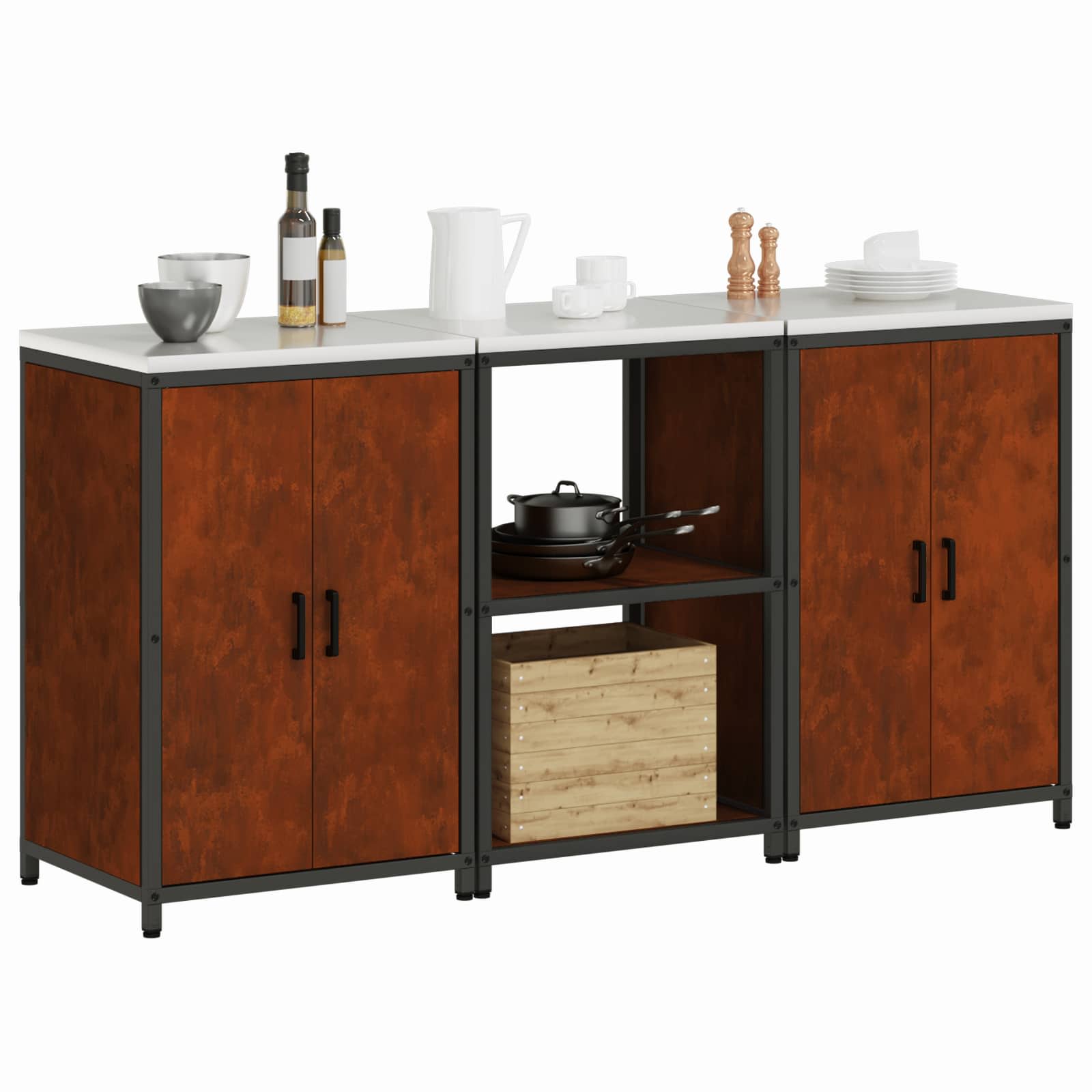Ensemble de rangement cuisine HATTEM 3 pc Rouillé Acier - XIOS