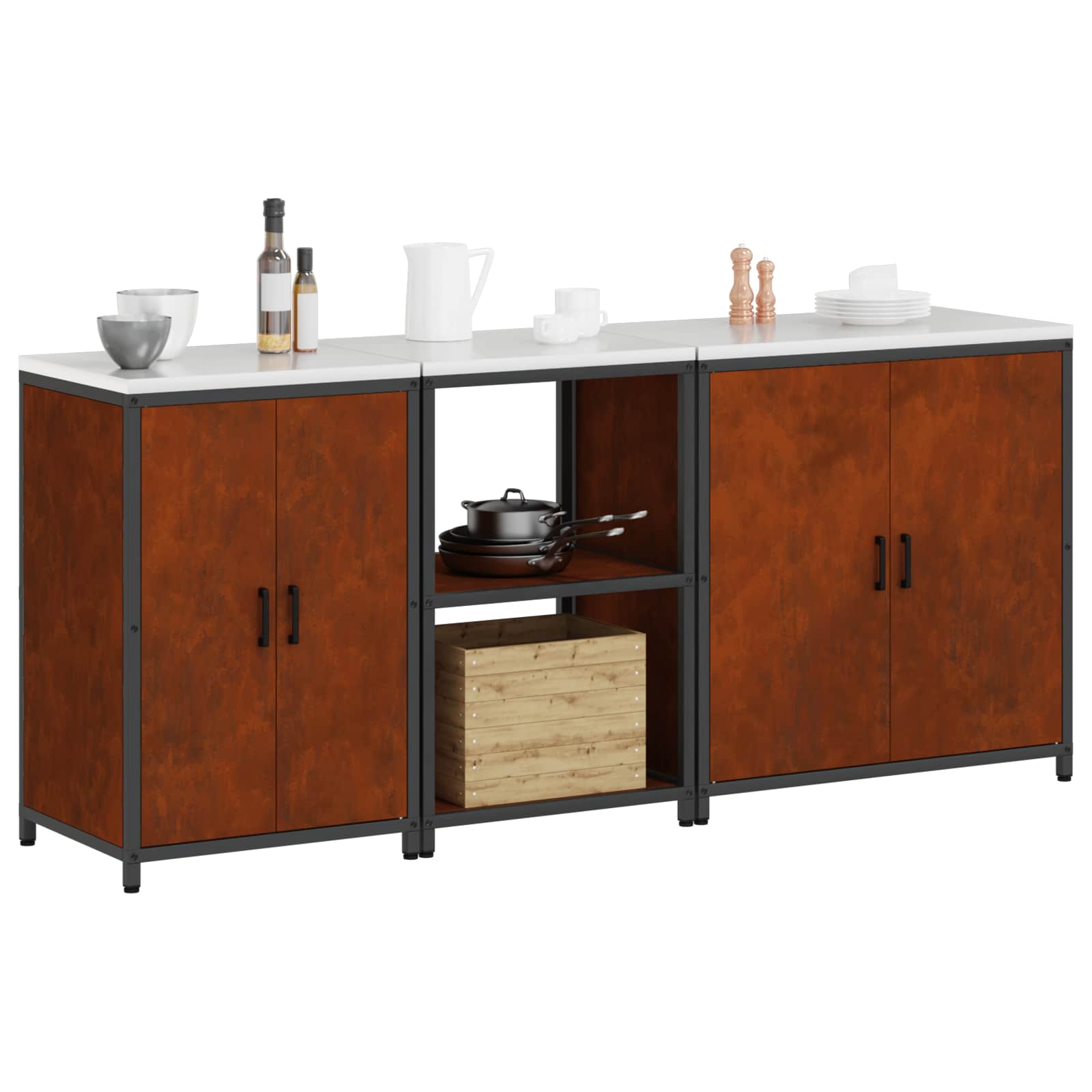 Ensemble de rangement cuisine HATTEM 3 pc Rouillé Acier - XIOS