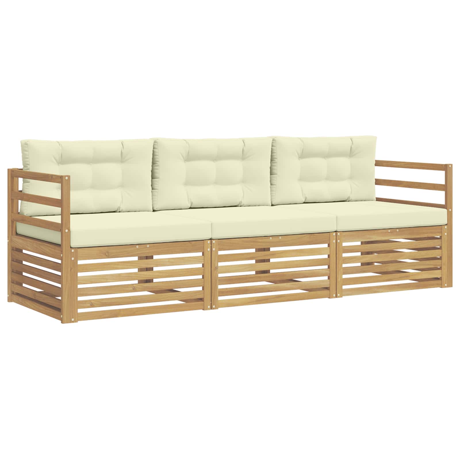 Ensemble de canapés d'extérieur 3 pcs Blanc et crème Polyester - XIOS