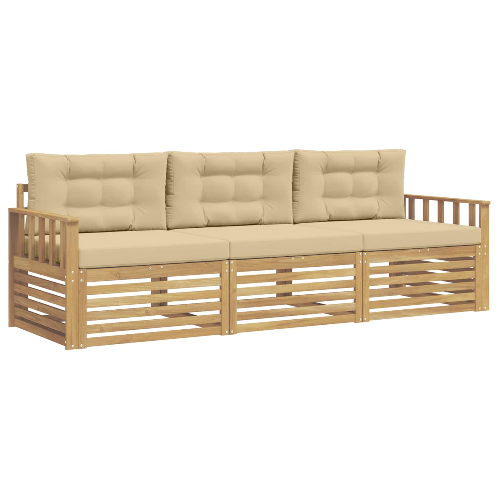 Ensemble de canapés d'extérieur 3 pcs Blanc et Beige Polyester - XIOS