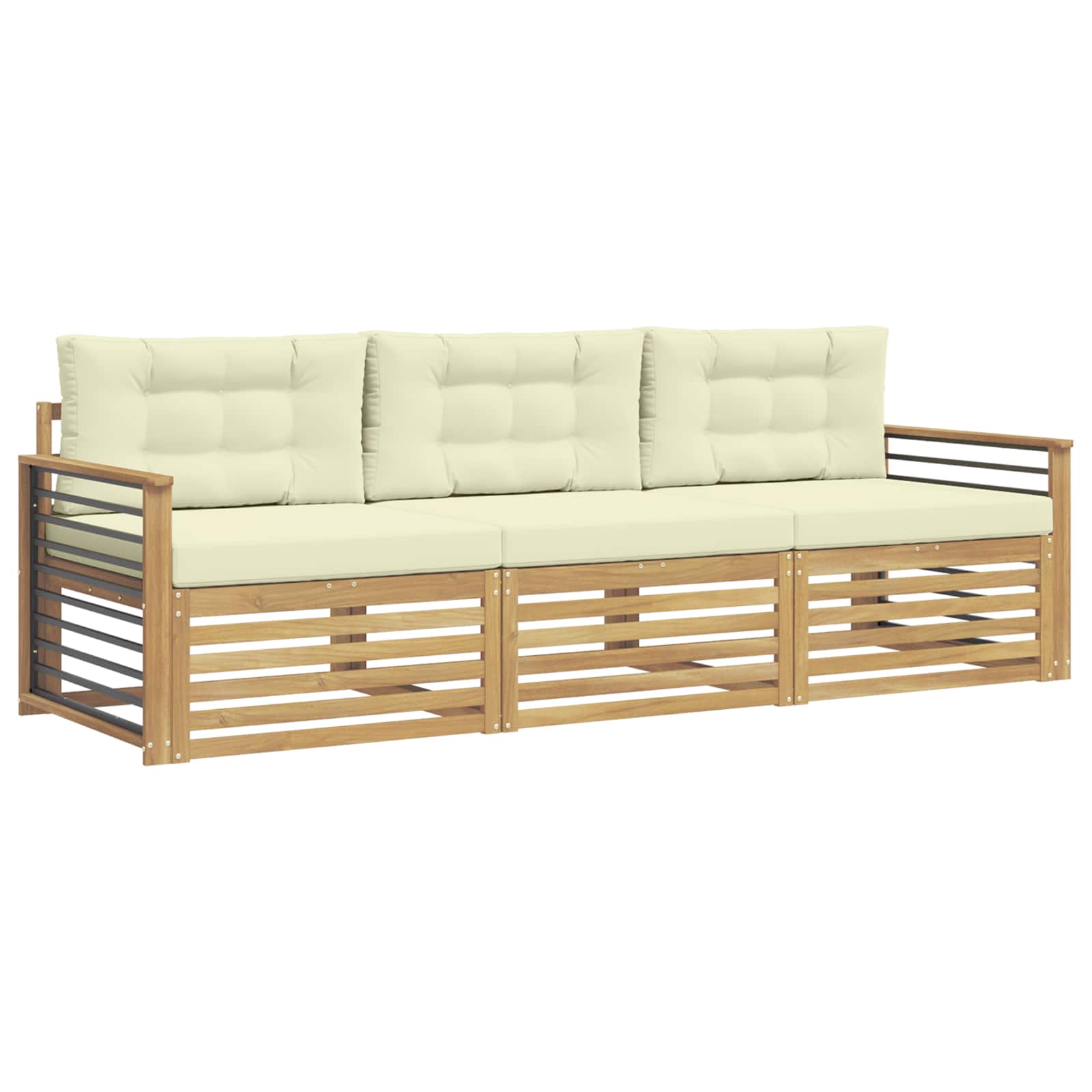 Ensemble de canapés d'extérieur 3 pcs Blanc et crème Polyester - XIOS