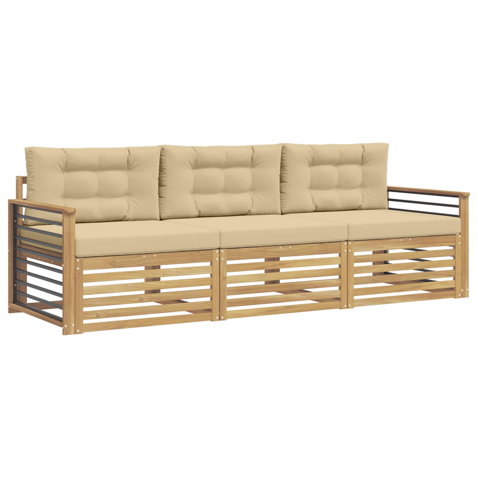 Ensemble de canapés d'extérieur 3 pcs Blanc et Beige Polyester - XIOS