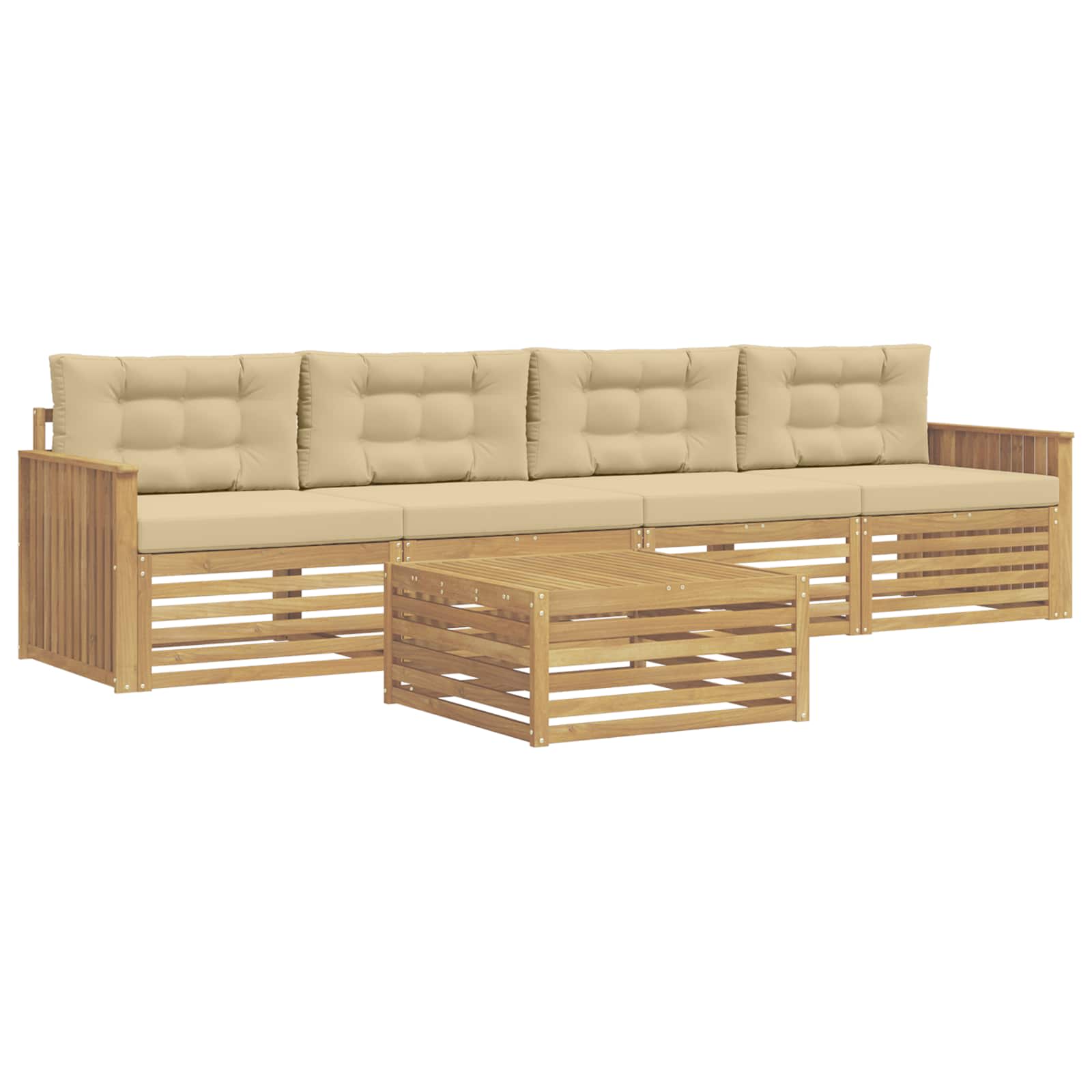 Ensemble de canapés d'extérieur 5 pcs Blanc et Beige - XIOS