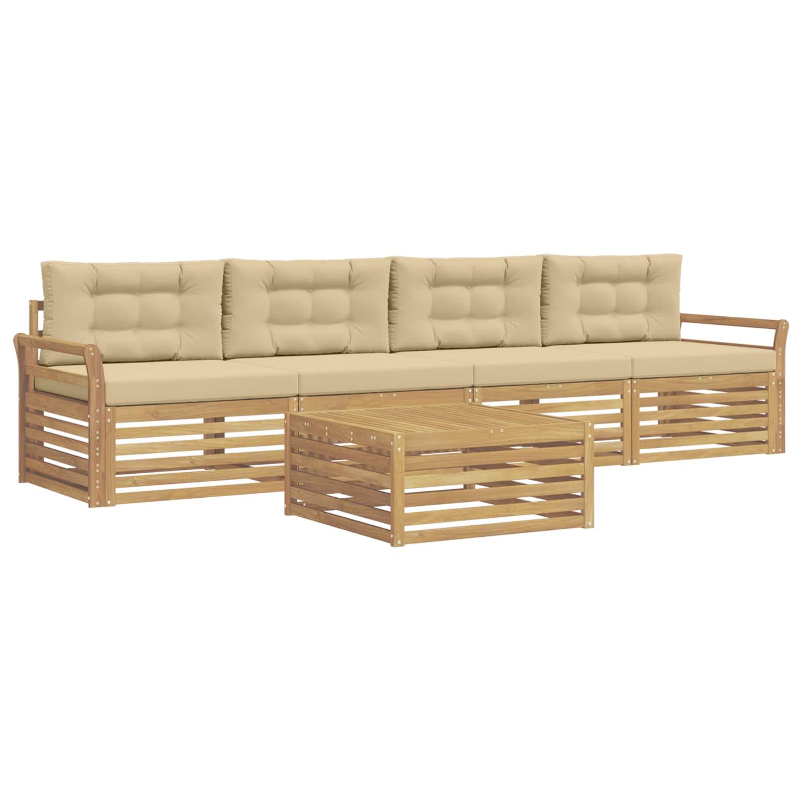 Ensemble de canapés d'extérieur 5 pcs Blanc et Beige - XIOS