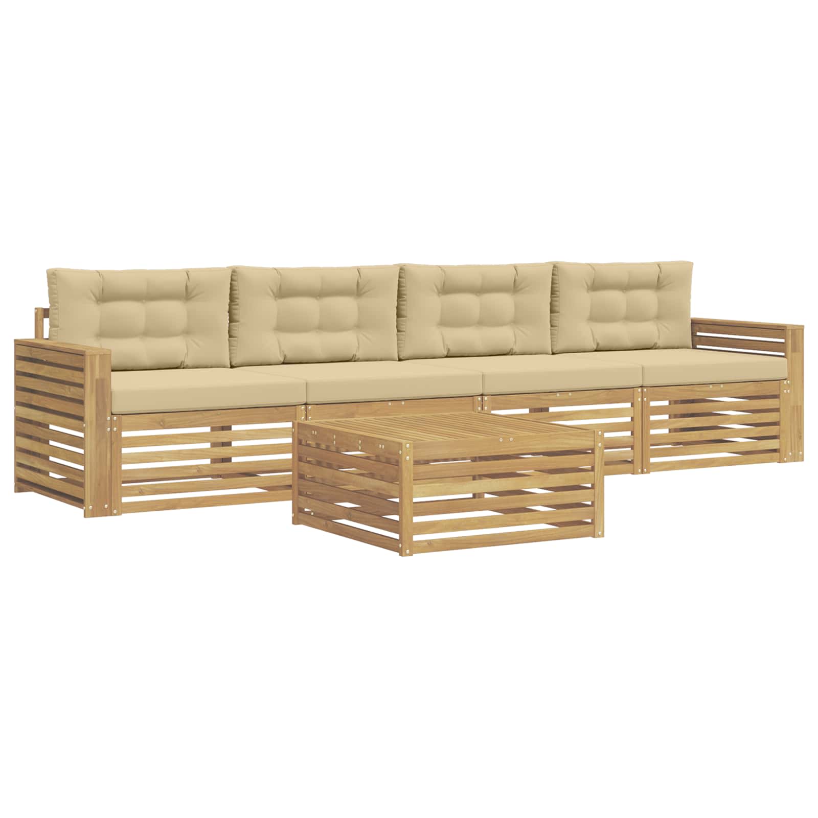 Ensemble de canapés d'extérieur 5 pcs Blanc et Beige - XIOS
