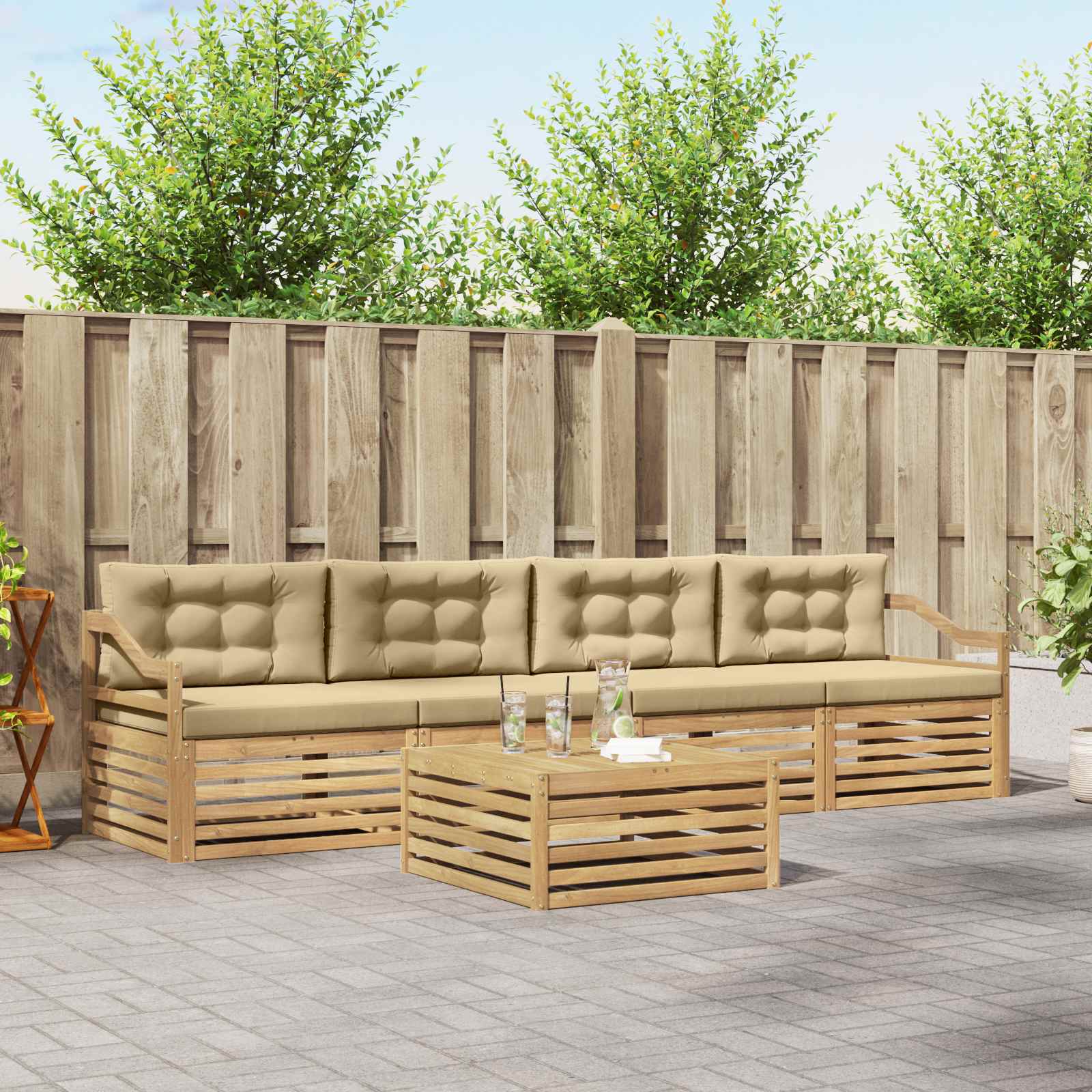 Ensemble de canapés d'extérieur 5 pcs Blanc et Beige - XIOS