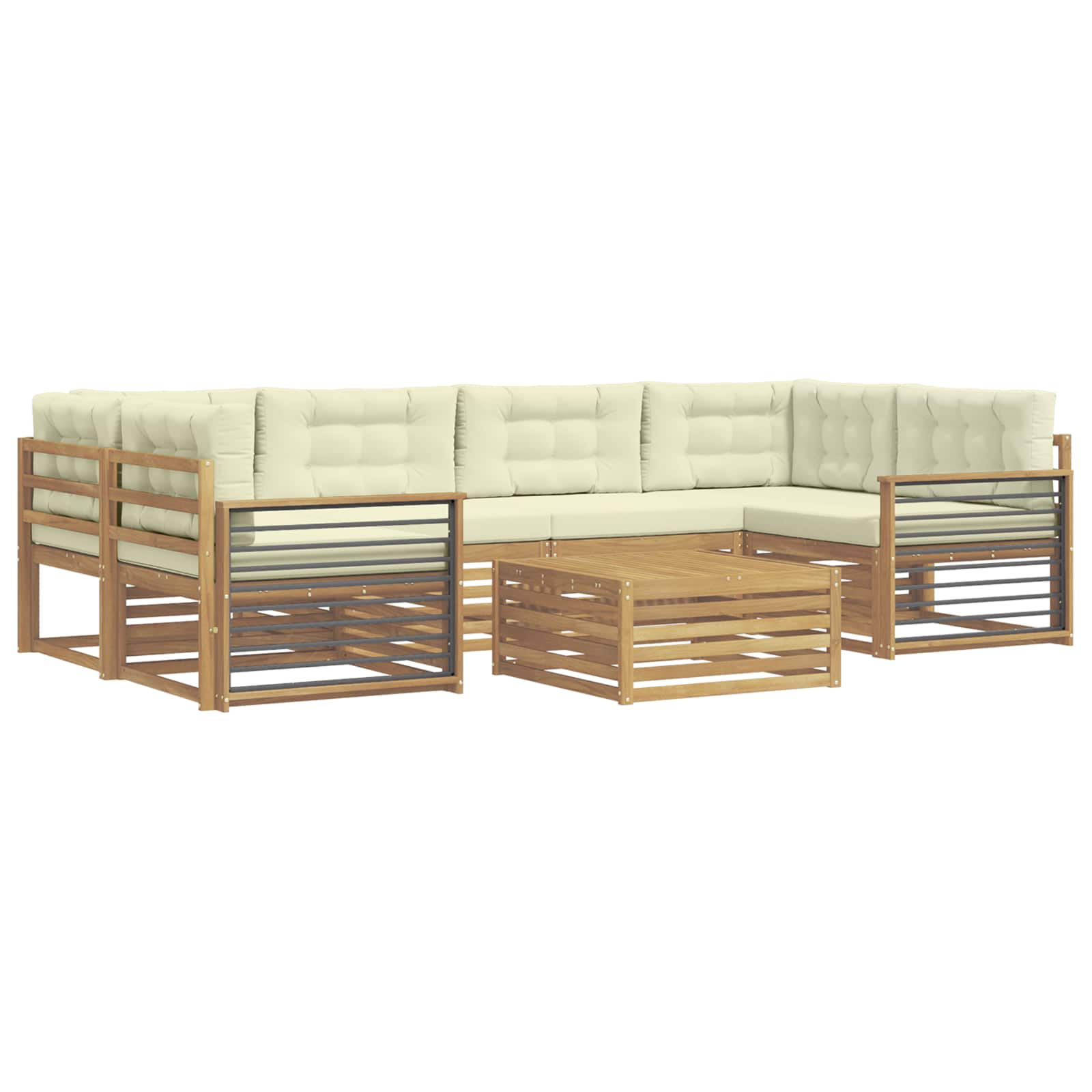 Ensemble de canapés d'extérieur 7 pcs Blanc et crème Polyester - XIOS