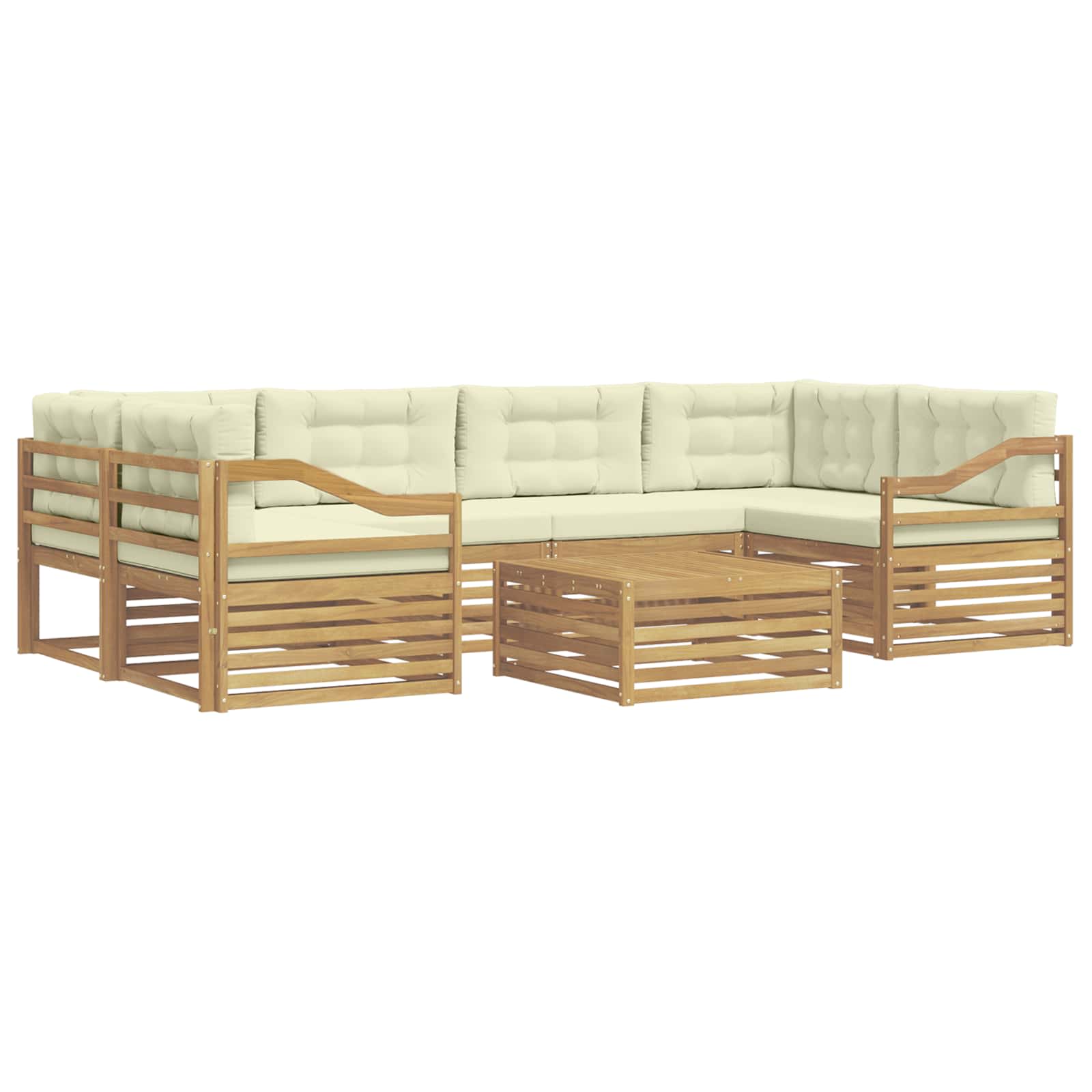 Ensemble de canapés d'extérieur 7 pcs Blanc et crème Polyester - XIOS