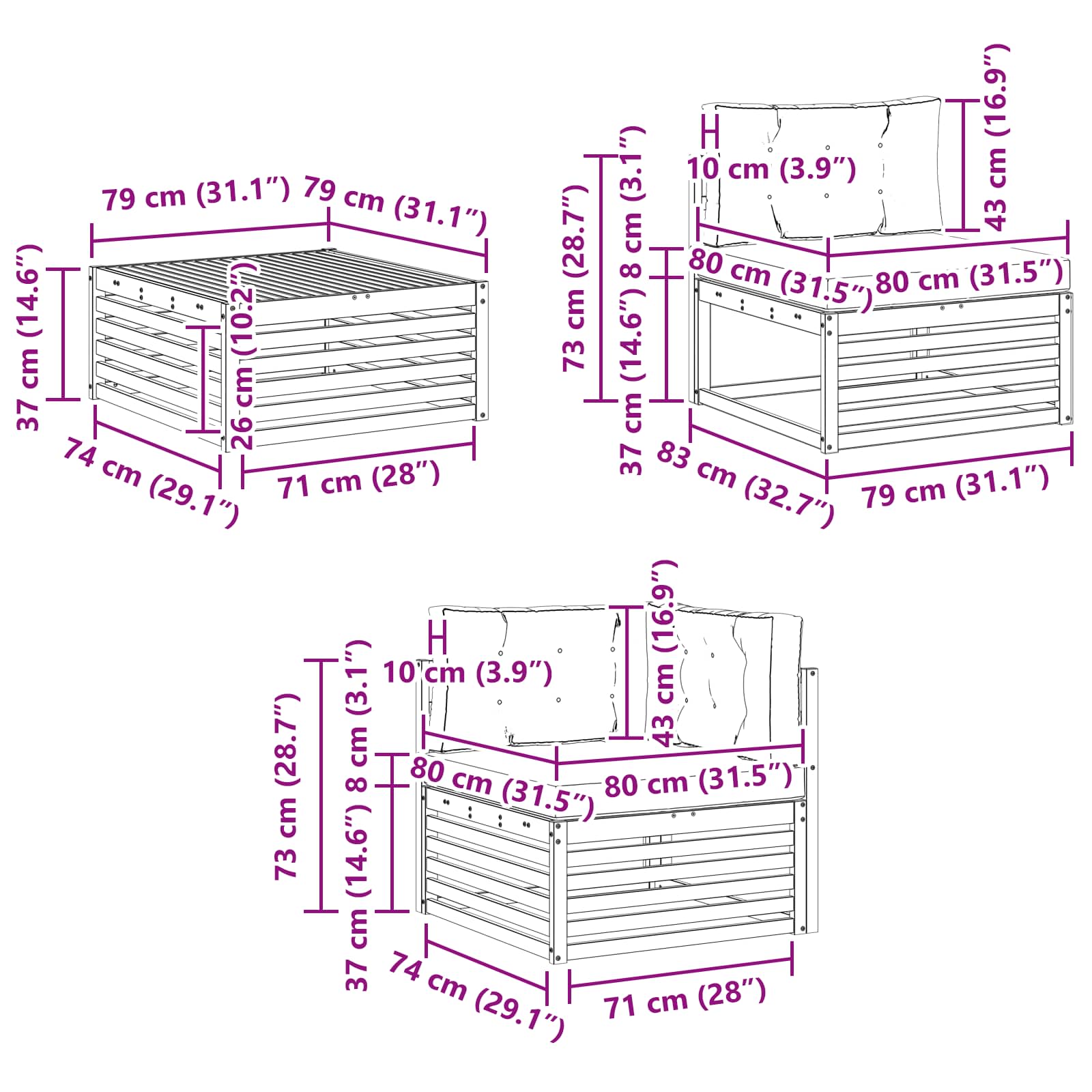 Ensemble de canapés d'extérieur 7 pcs Blanc et gris clair - XIOS