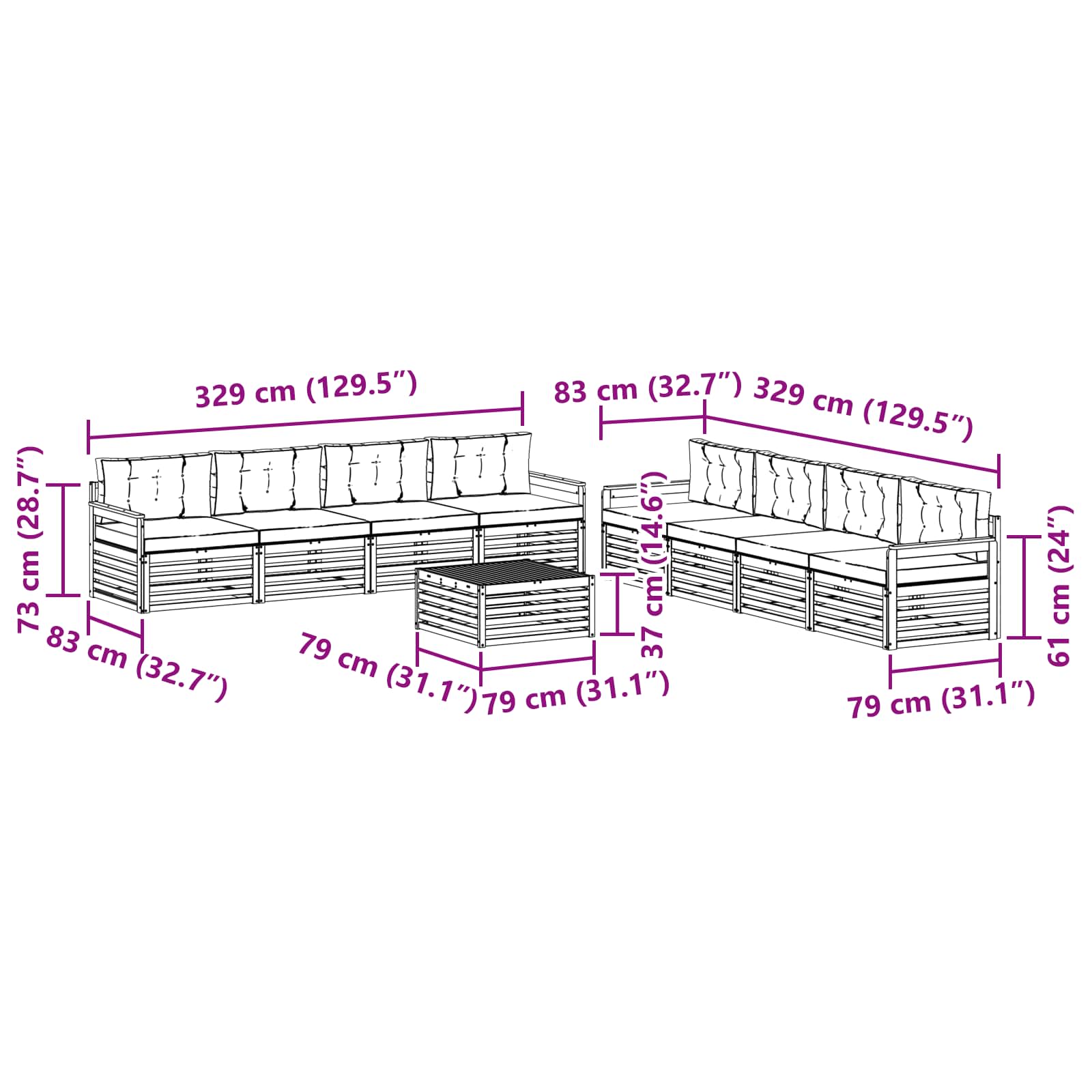 Ensemble de canapés d'extérieur 9 pcs Blanc et crème Polyester - XIOS