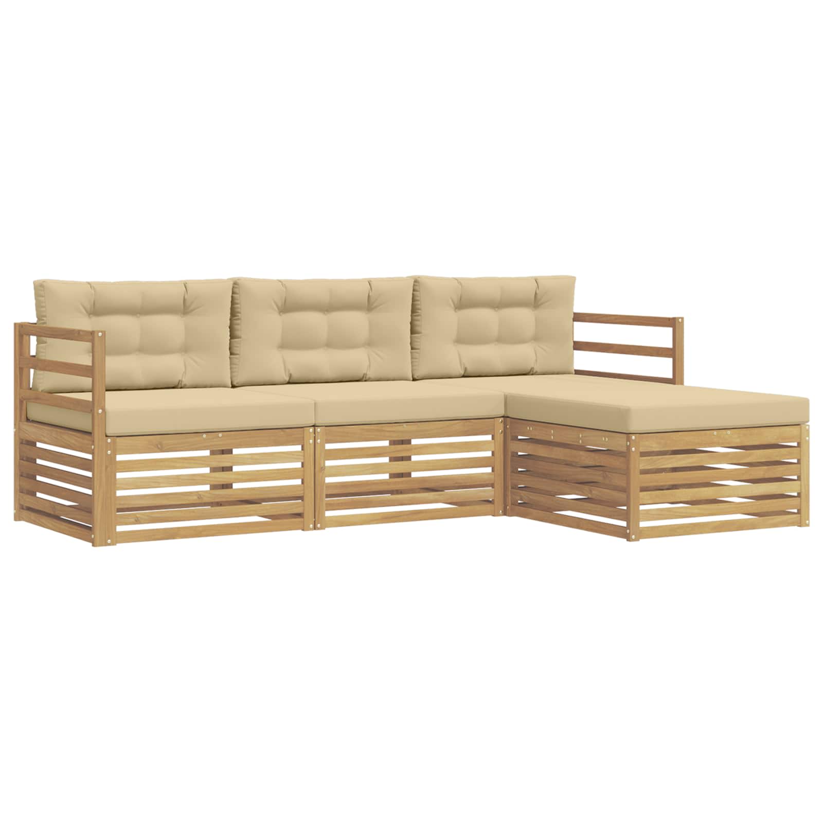 Ensemble de canapés d'extérieur 4 pcs Blanc et Beige Polyester - XIOS