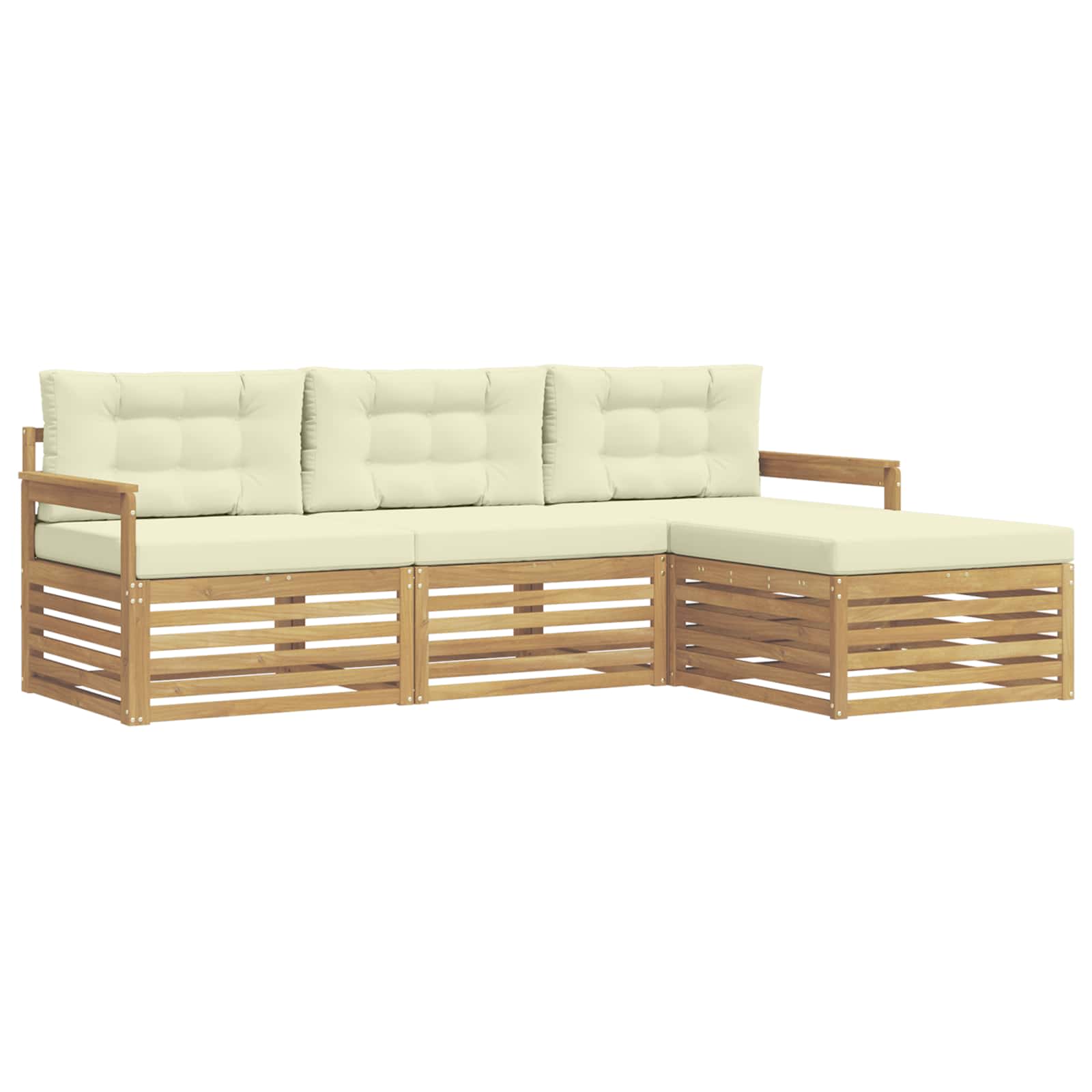 Ensemble de canapés d'extérieur 4 pcs Blanc et crème Polyester - XIOS