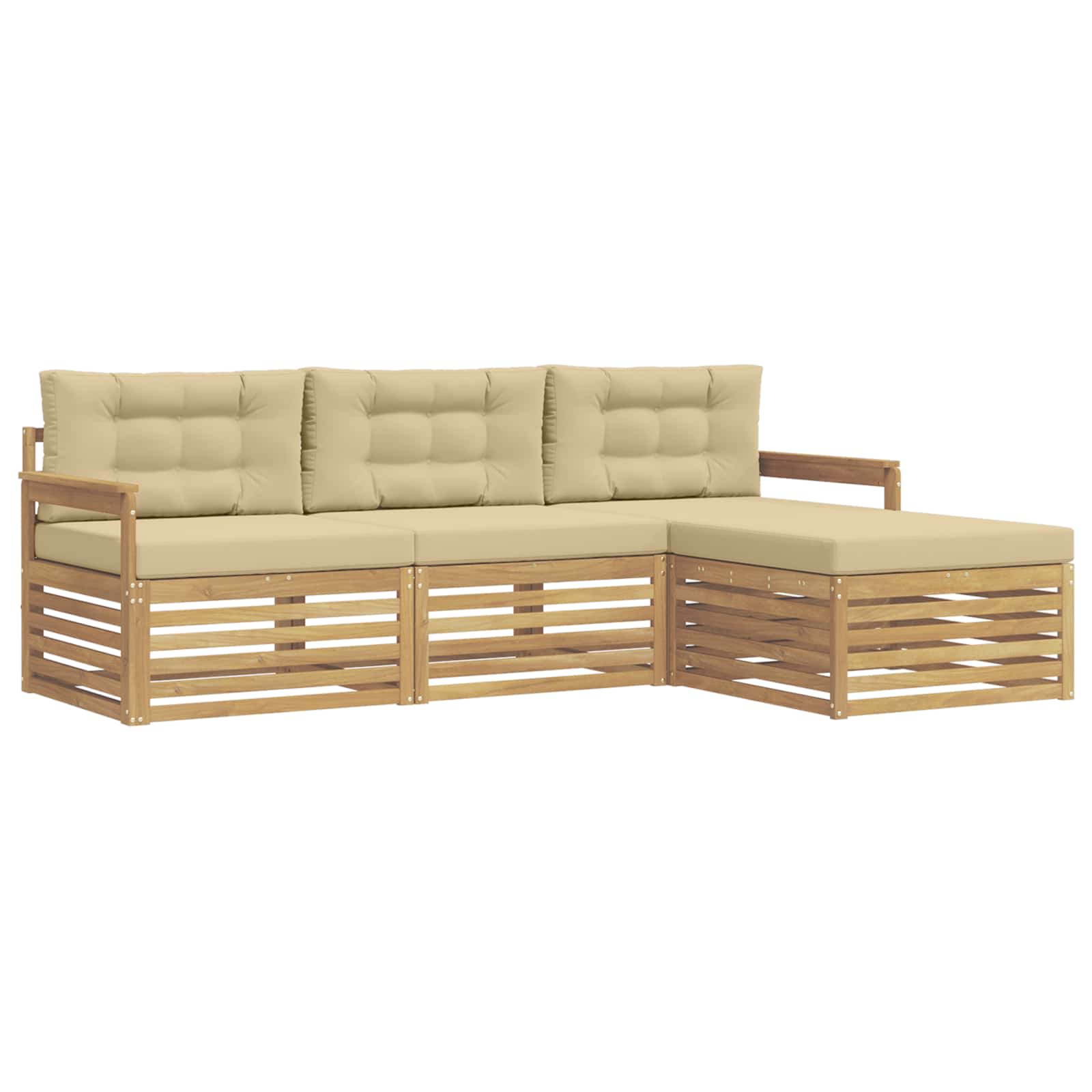 Ensemble de canapés d'extérieur 4 pcs Blanc et Beige Polyester - XIOS