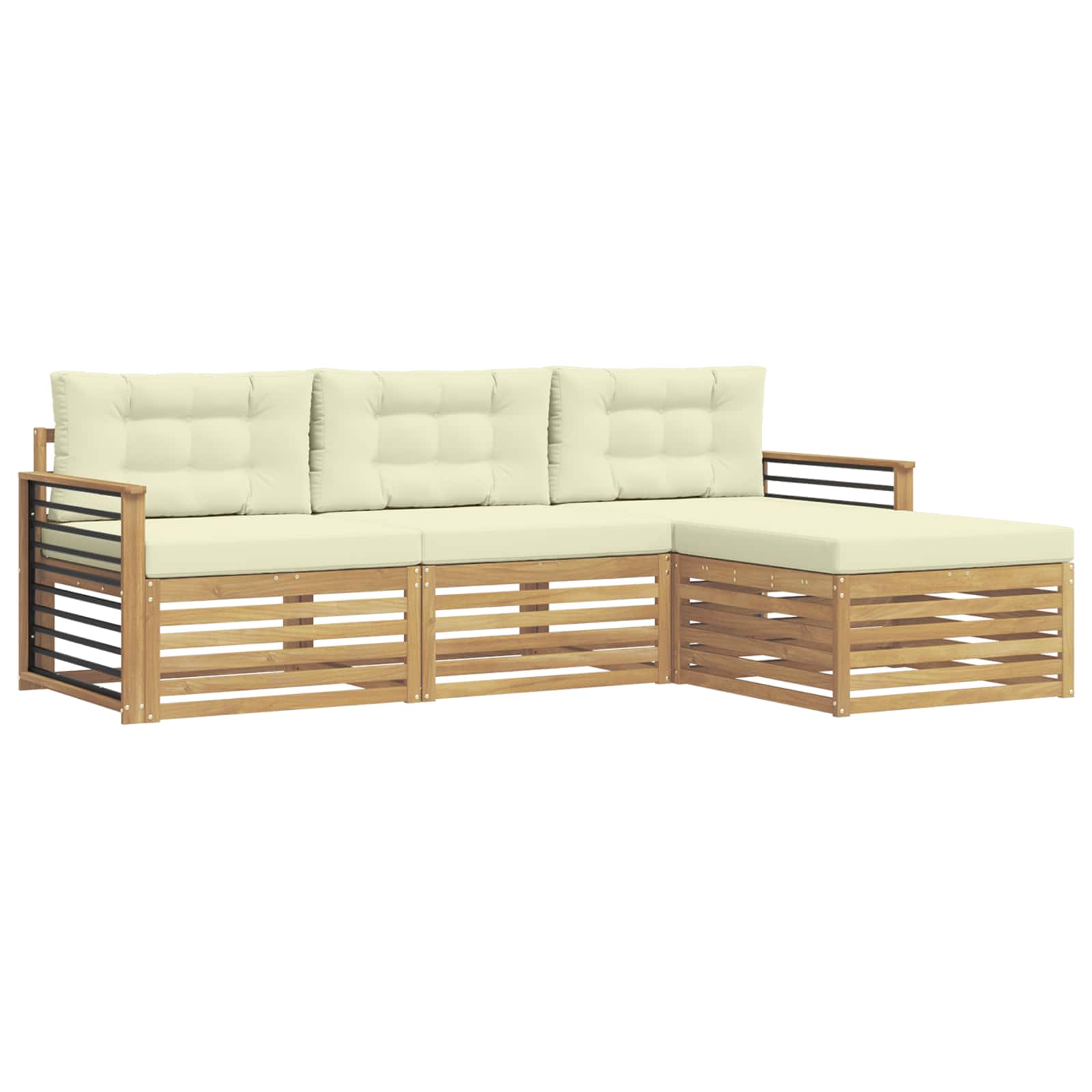 Ensemble de canapés d'extérieur 4 pcs Blanc et crème Polyester - XIOS