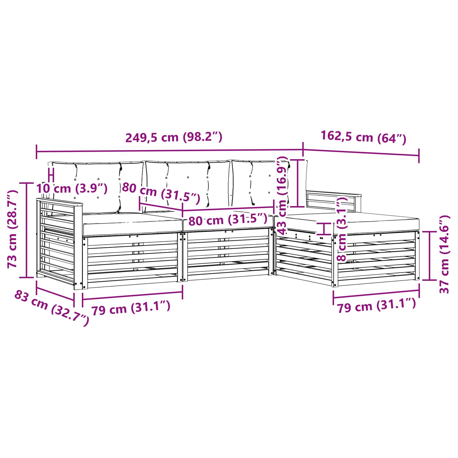 Ensemble de canapés d'extérieur 4 pcs Blanc et anthracite - XIOS