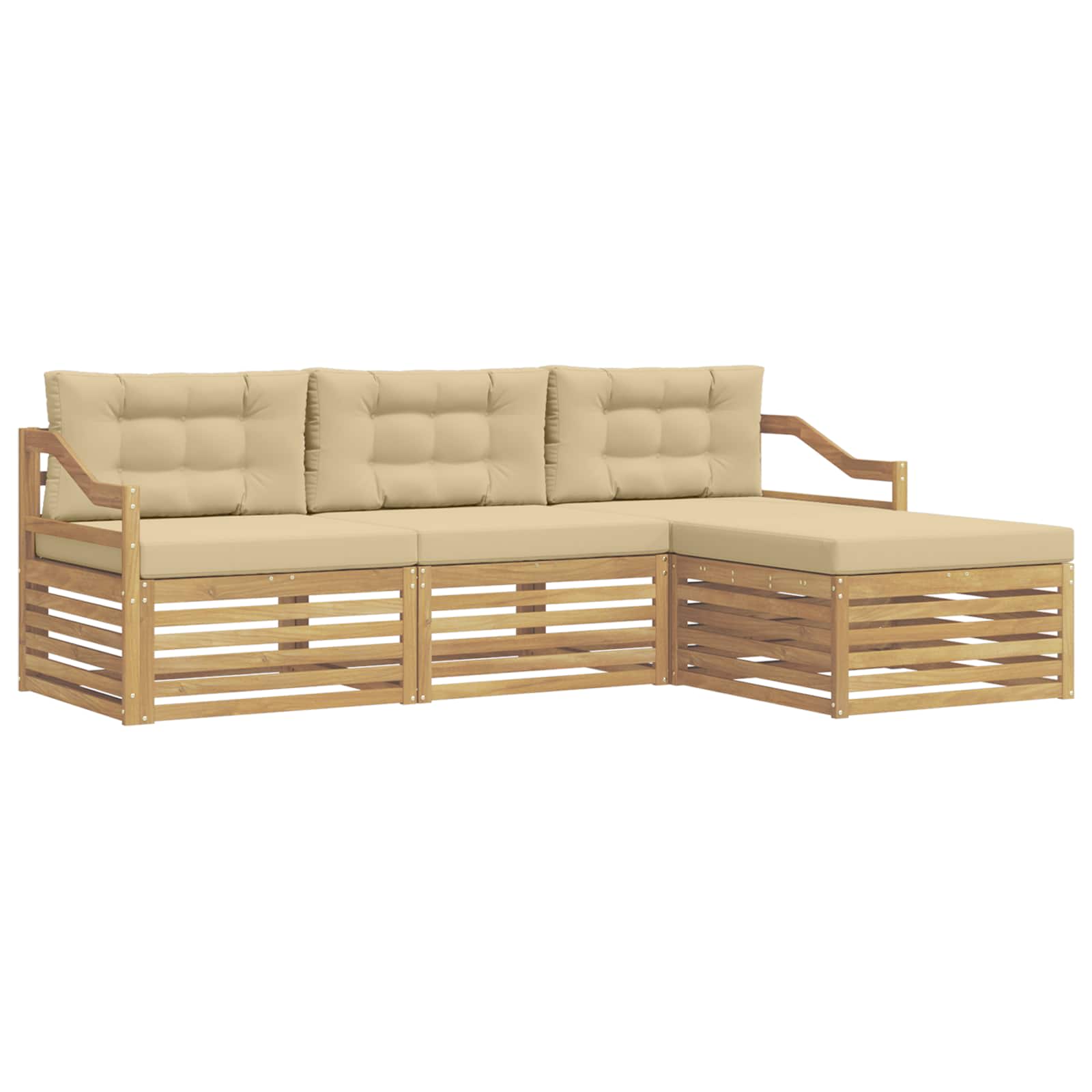 Ensemble de canapés d'extérieur 4 pcs Blanc et Beige Polyester - XIOS