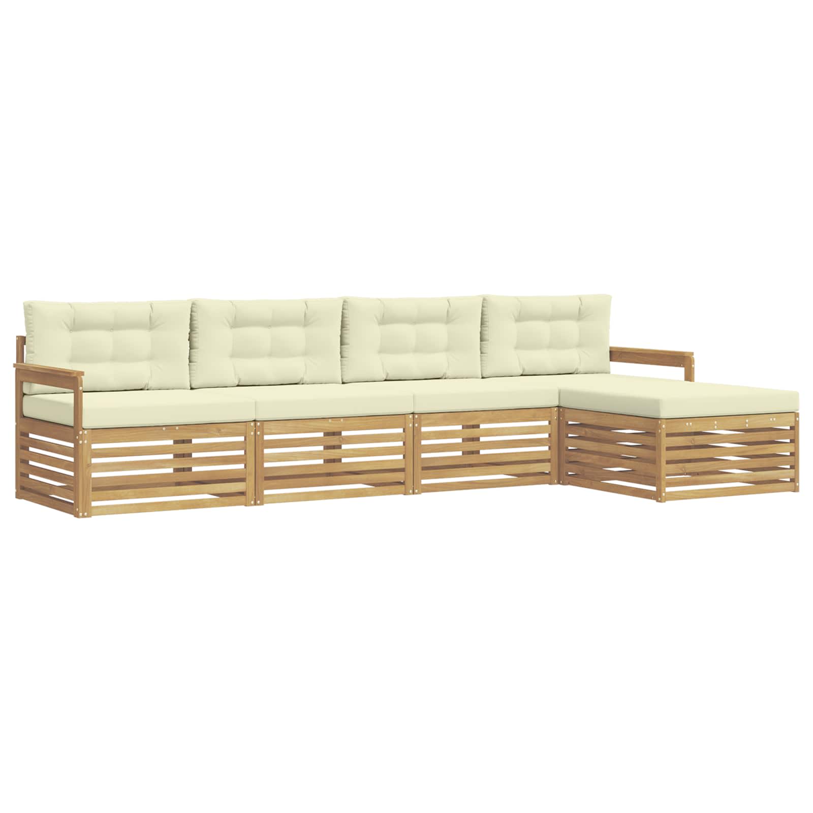 Ensemble de canapés d'extérieur 5 pcs Blanc et crème Polyester - XIOS