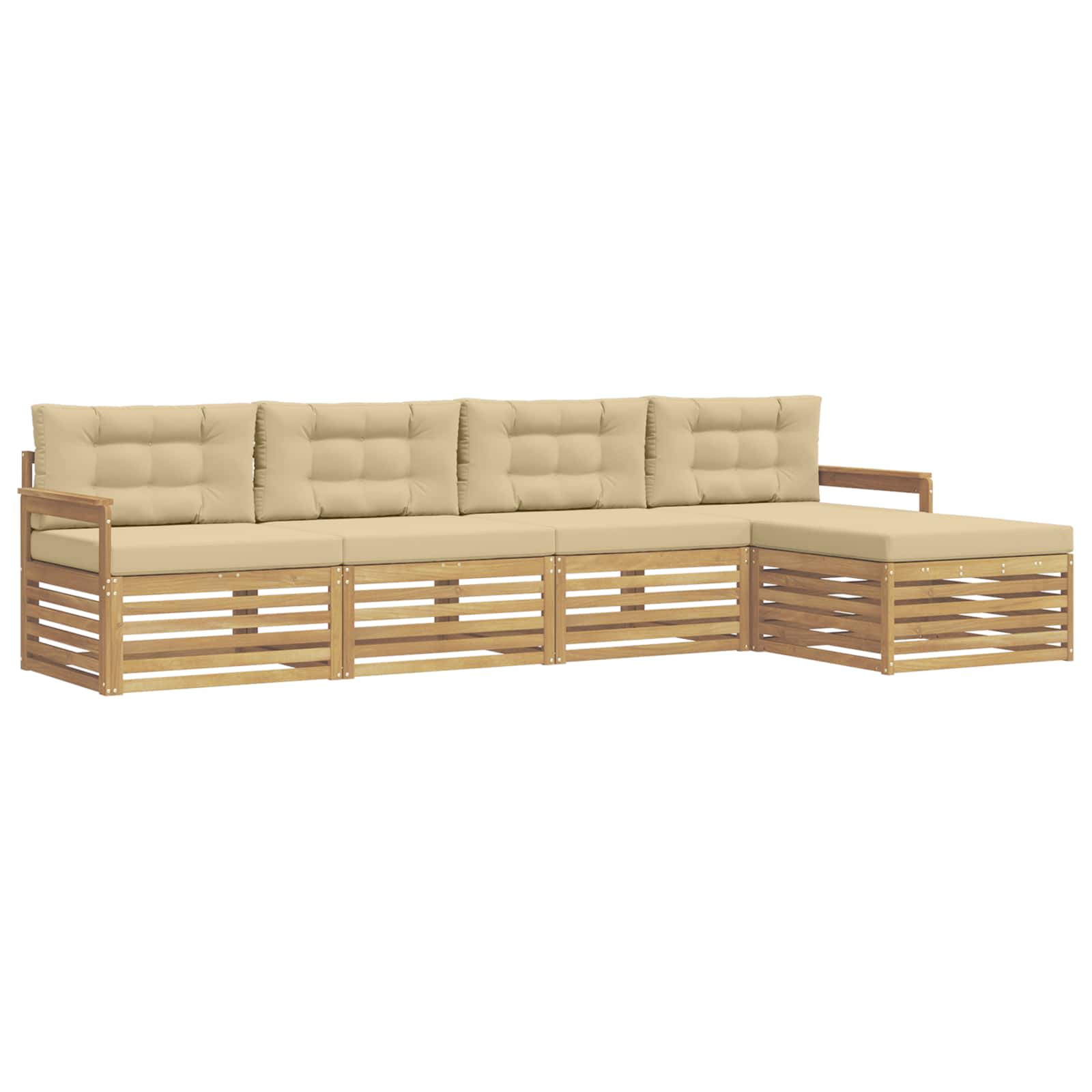 Ensemble de canapés d'extérieur 5 pcs Blanc et Beige Polyester - XIOS