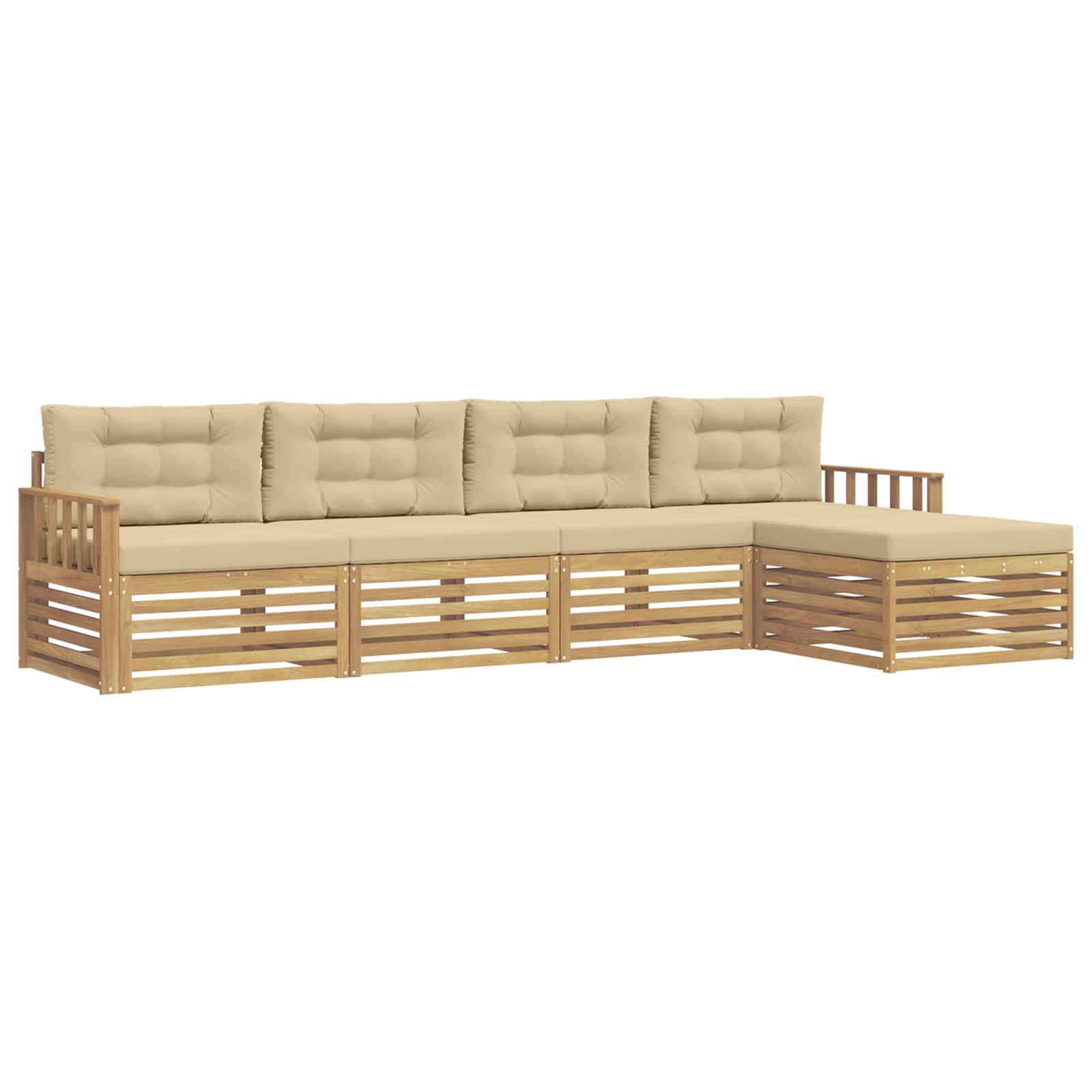 Ensemble de canapés d'extérieur 5 pcs Blanc et Beige Polyester - XIOS