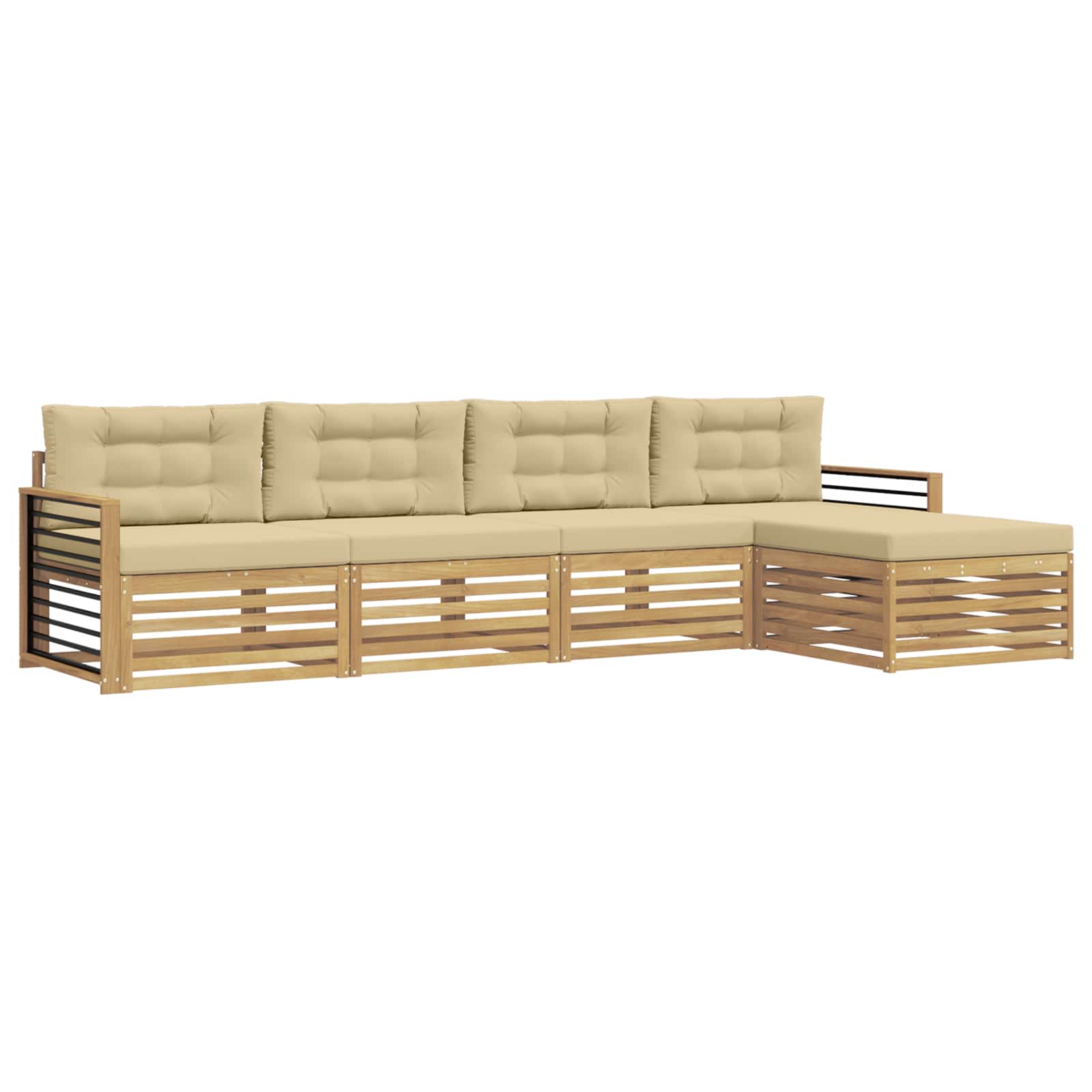 Ensemble de canapés d'extérieur 5 pcs Blanc et Beige Polyester - XIOS