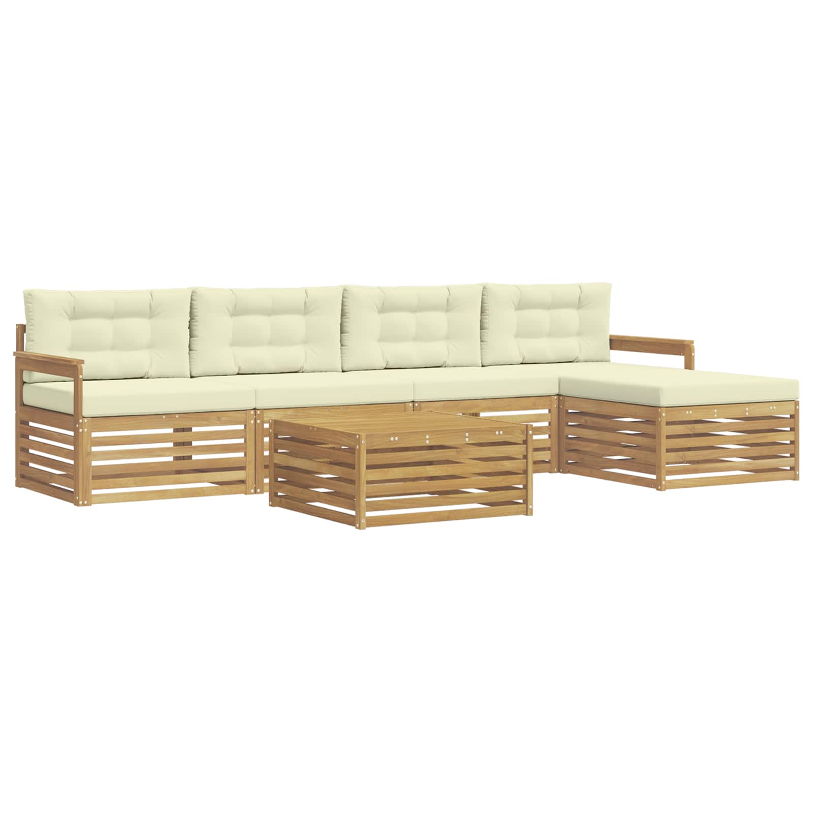 Ensemble de canapés d'extérieur 7 pcs Blanc et crème Polyester - XIOS