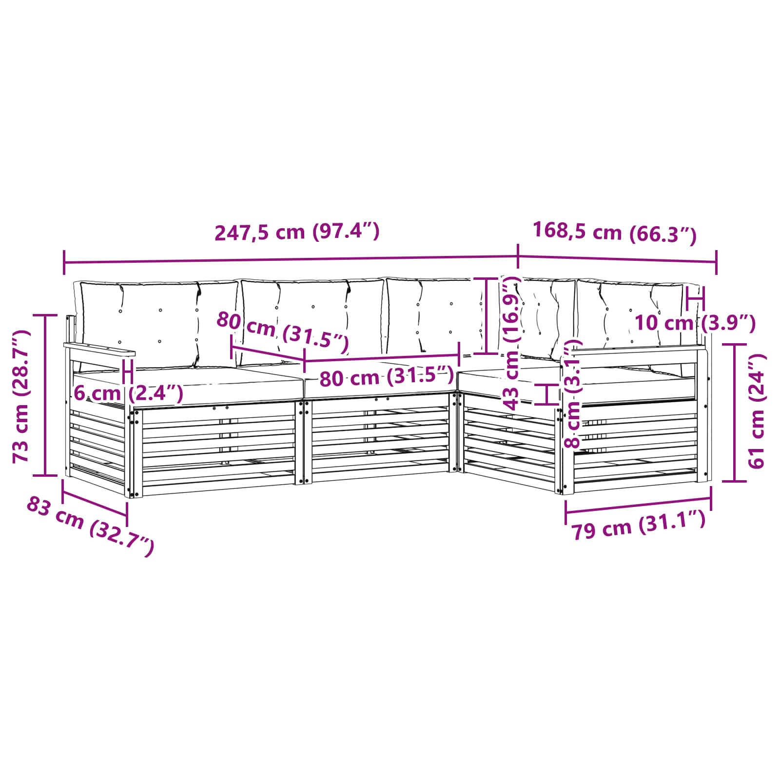 Ensemble de canapés d'extérieur 5 pcs Blanc et crème Polyester - XIOS