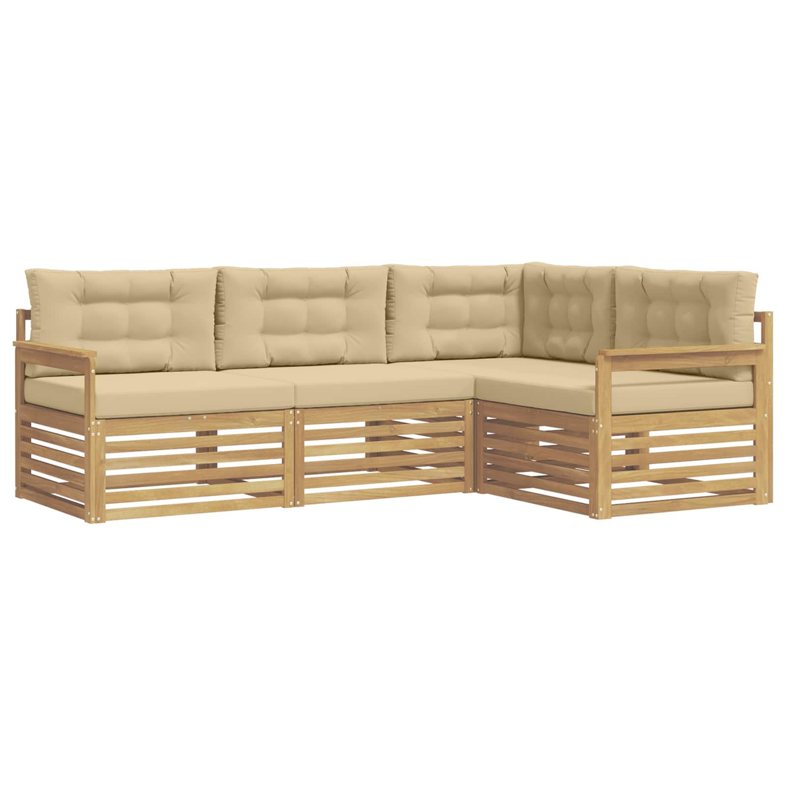 Ensemble de canapés d'extérieur 5 pcs Blanc et Beige Polyester - XIOS
