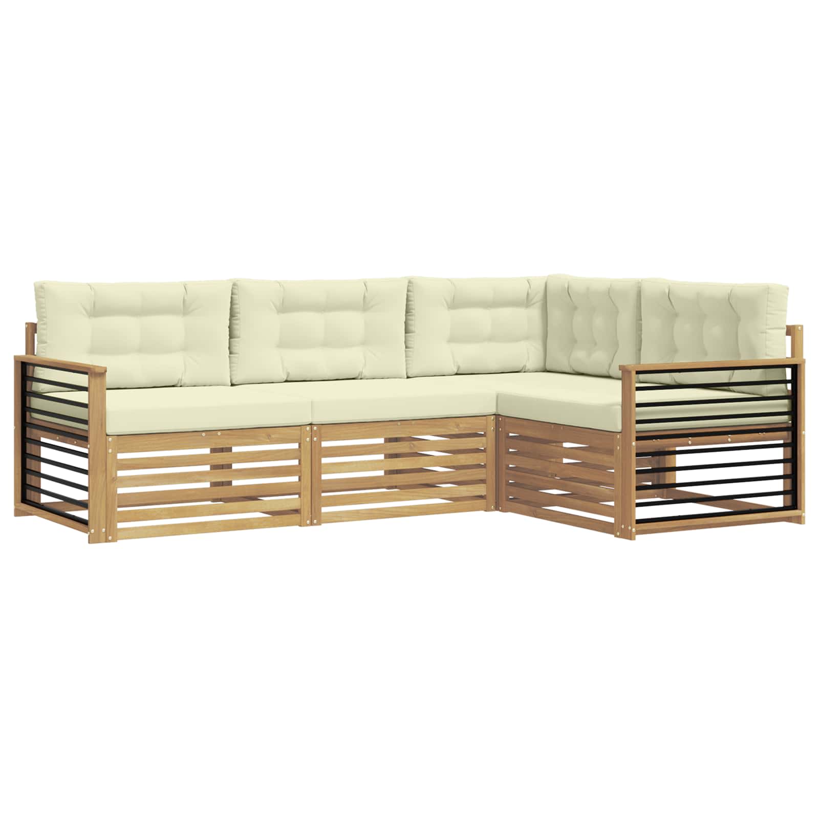 Ensemble de canapés d'extérieur 5 pcs Blanc et crème Polyester - XIOS