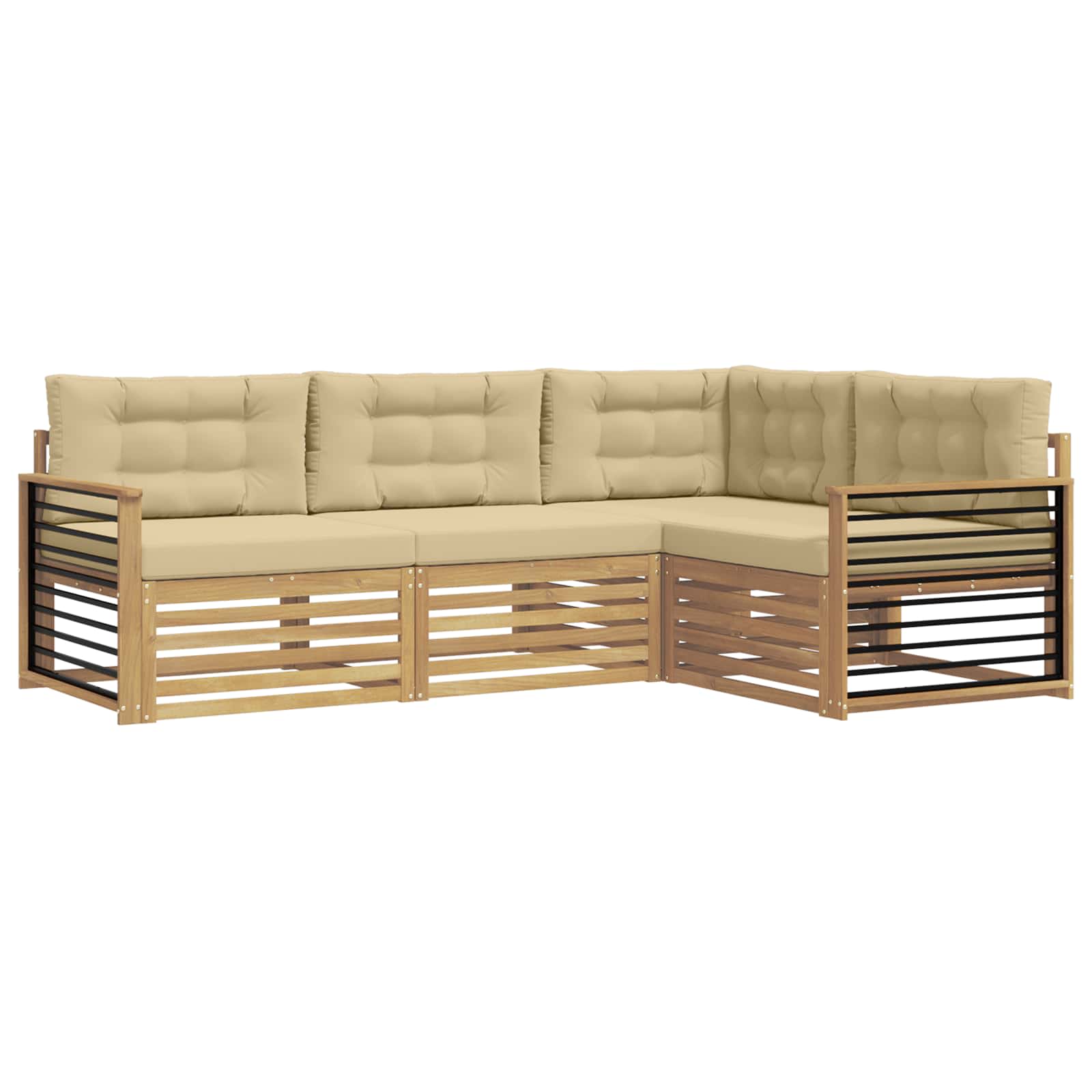 Ensemble de canapés d'extérieur 5 pcs Blanc et Beige Polyester - XIOS