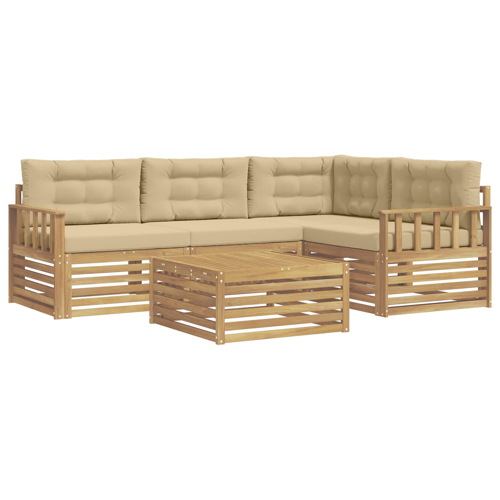 Ensemble de canapés d'extérieur 6 pcs Blanc et Beige Polyester - XIOS