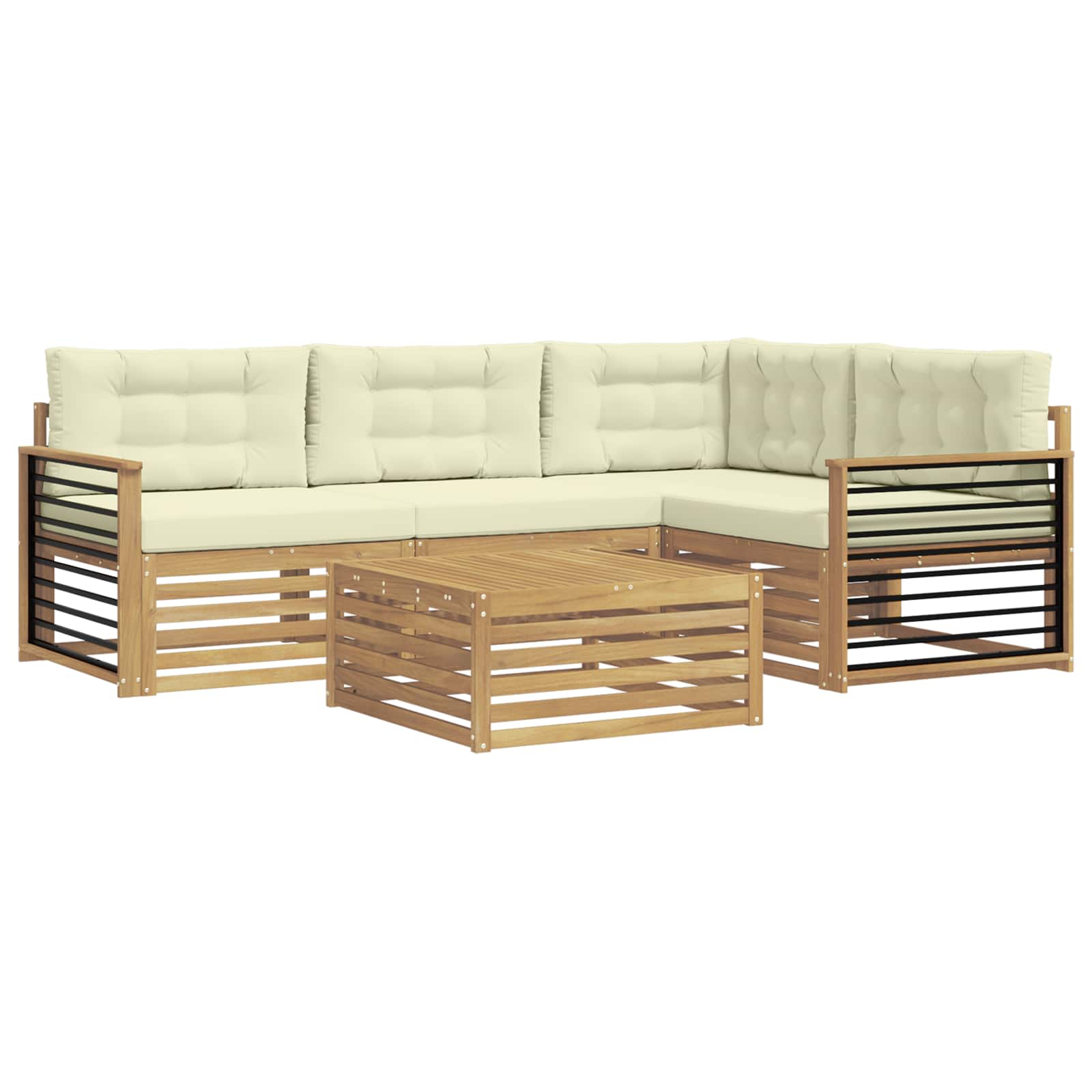 Ensemble de canapés d'extérieur 6 pcs Blanc et crème Polyester - XIOS