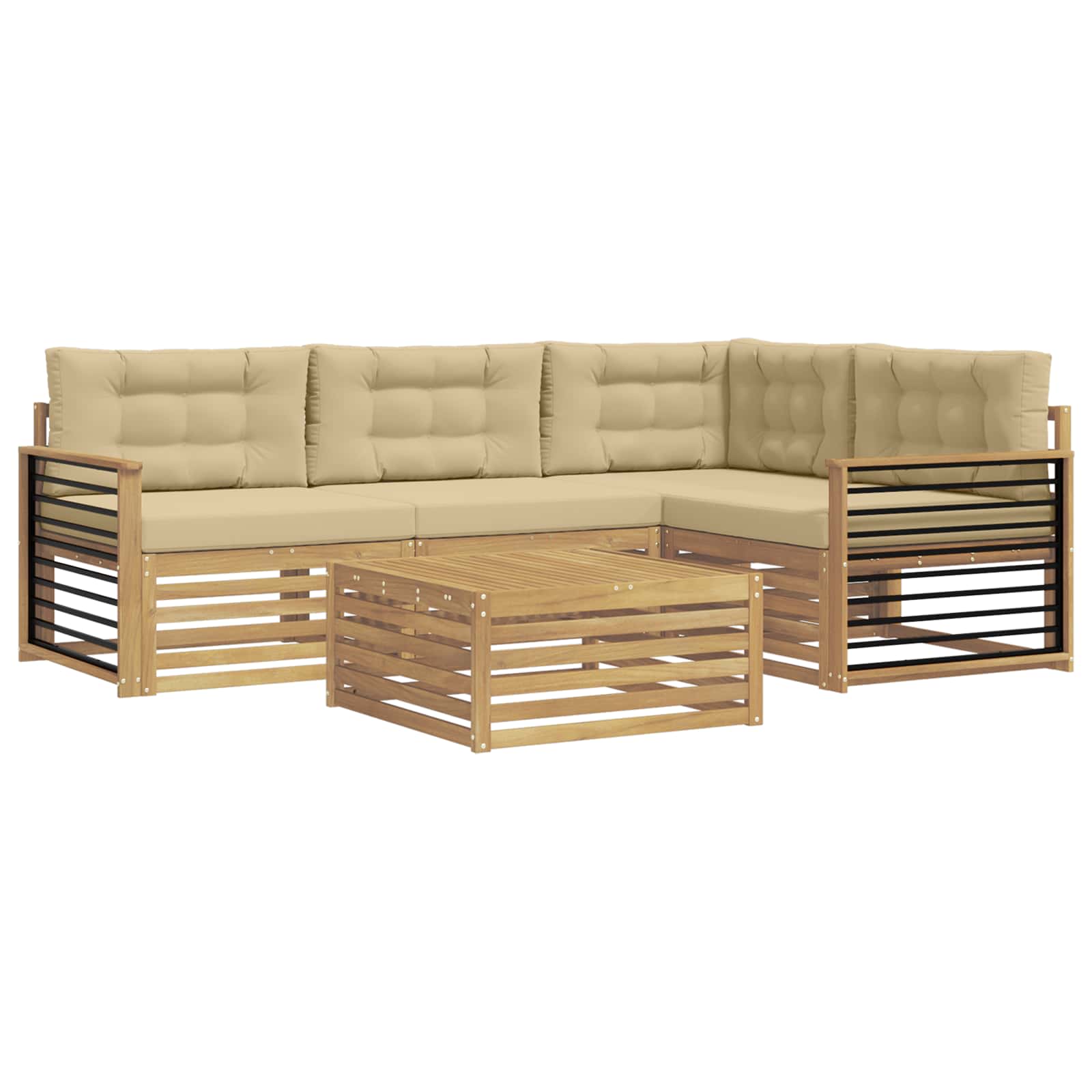 Ensemble de canapés d'extérieur 6 pcs Blanc et Beige Polyester - XIOS