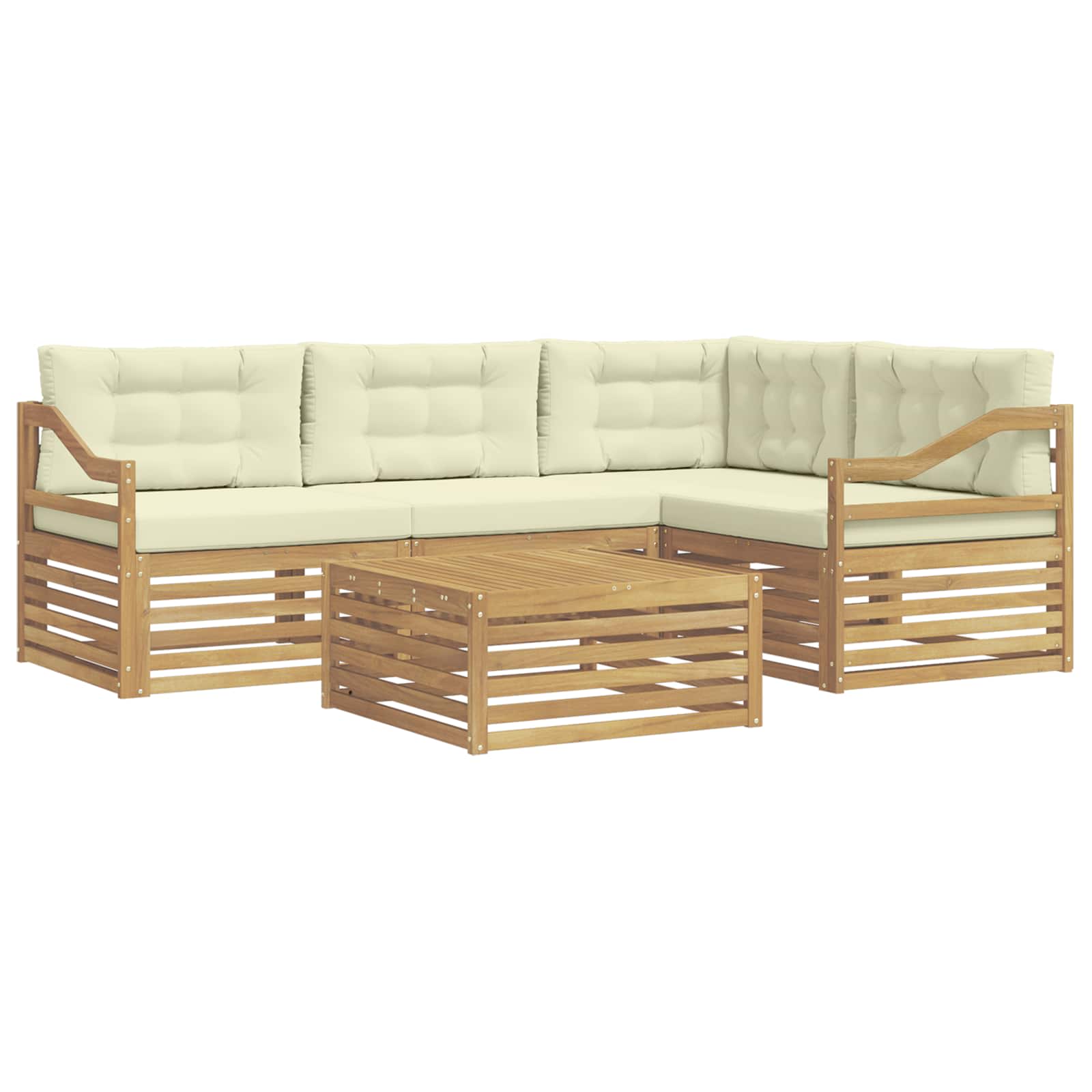 Ensemble de canapés d'extérieur 5 pcs Blanc et crème Polyester - XIOS