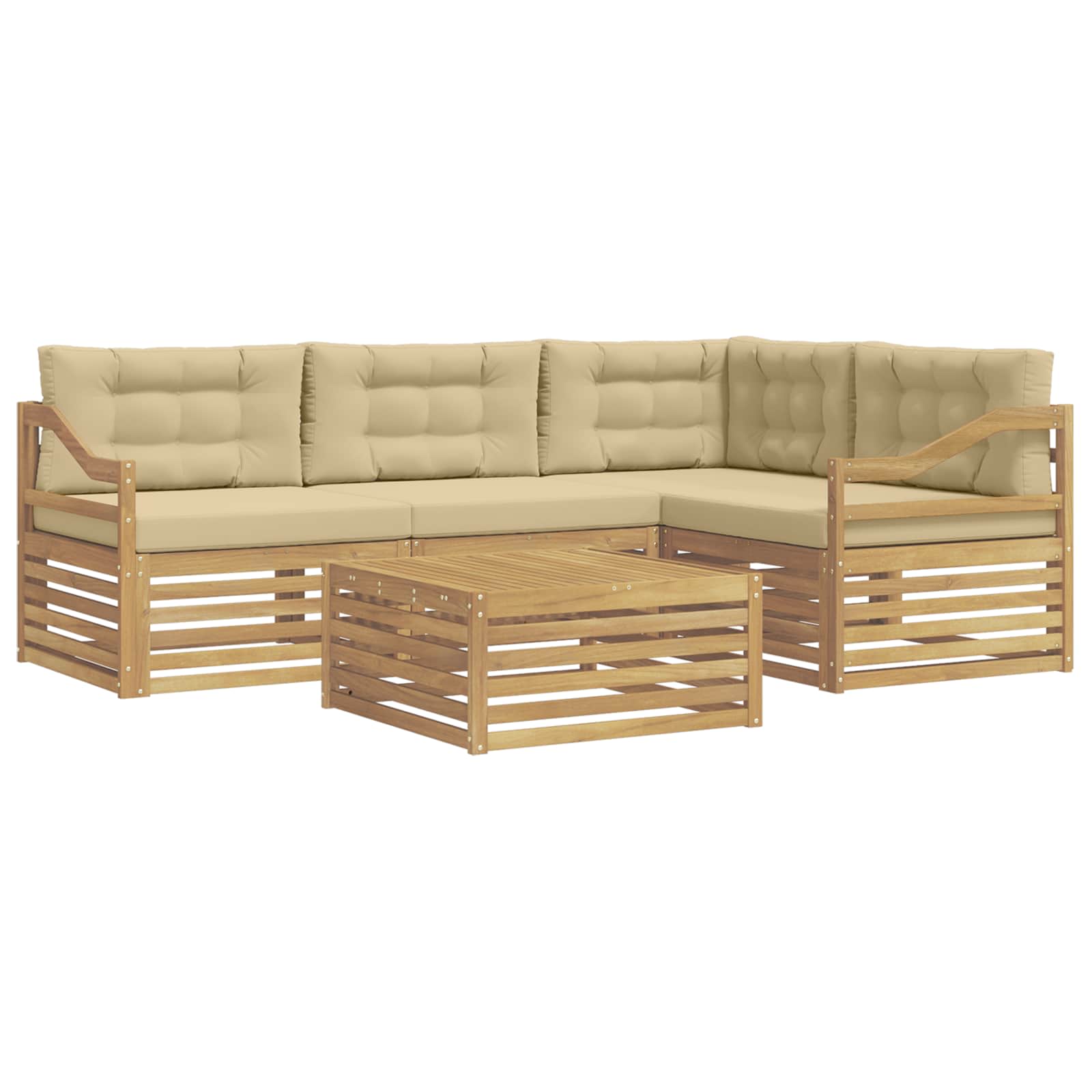 Ensemble de canapés d'extérieur 5 pcs Blanc et Beige Polyester - XIOS
