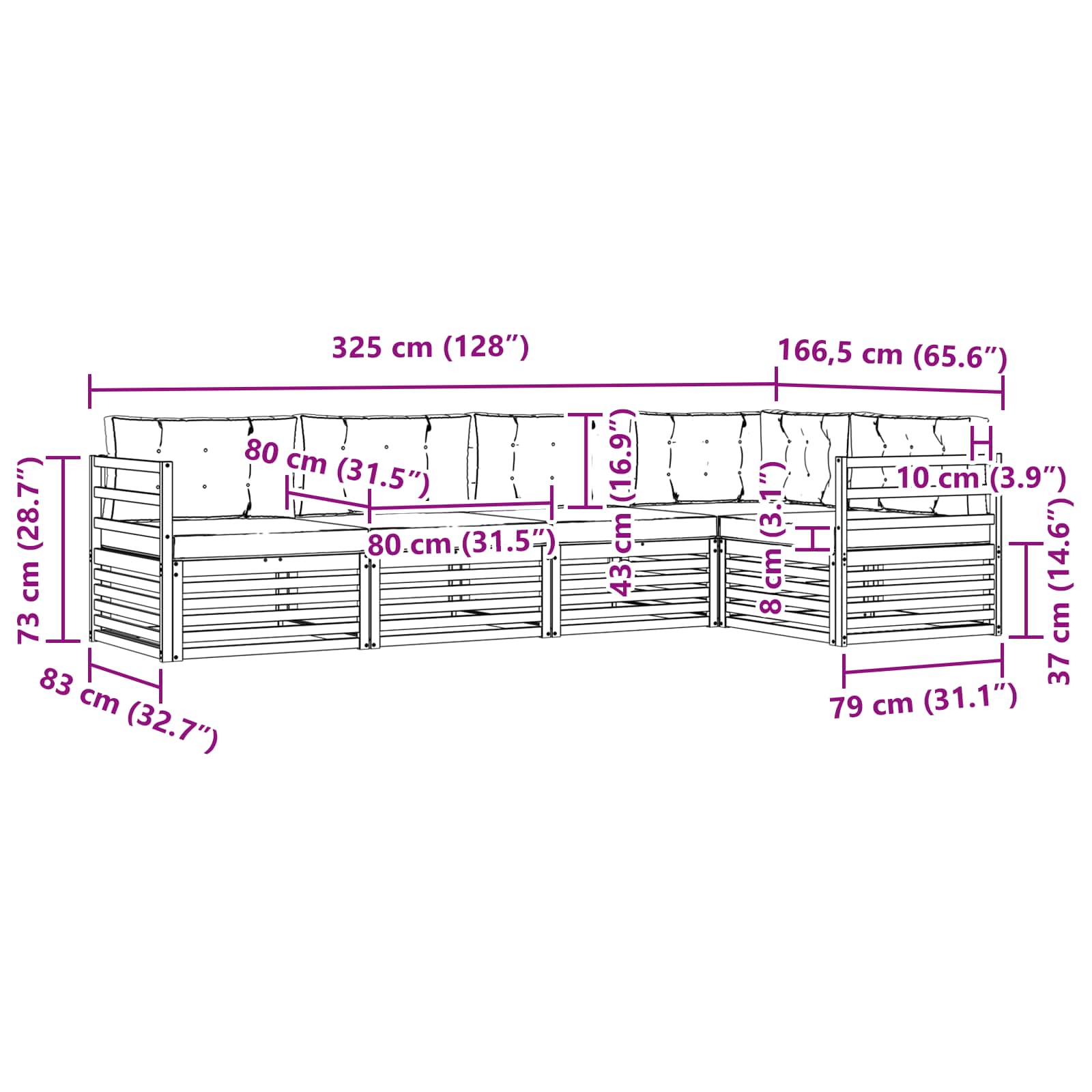 Ensemble de canapés d'extérieur 5 pcs Blanc et crème Polyester - XIOS