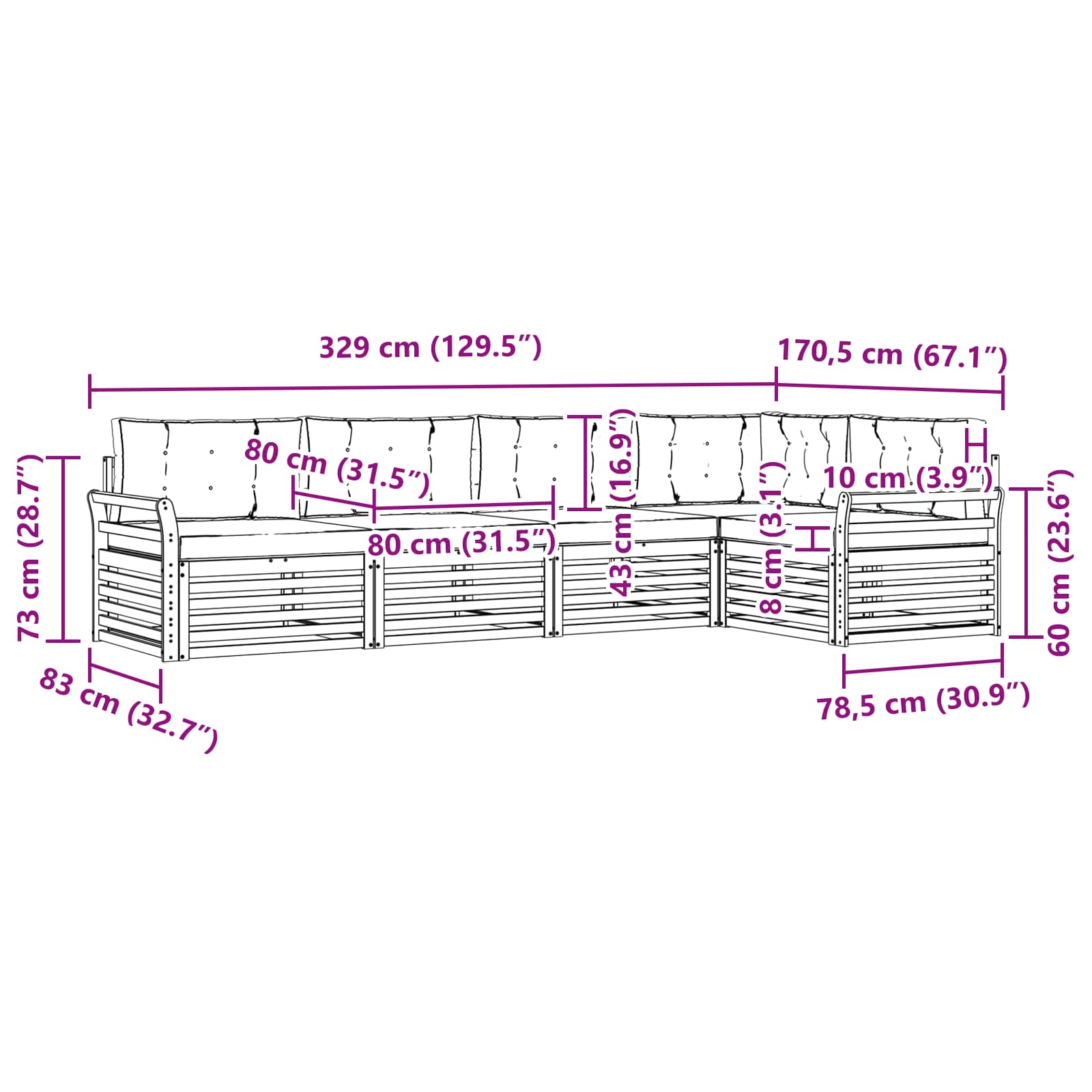 Ensemble de canapés d'extérieur 5 pcs Blanc et gris clair - XIOS