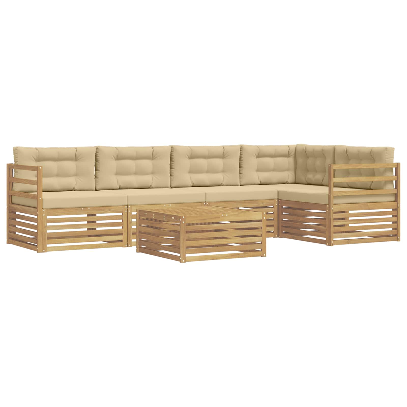 Ensemble de canapés d'extérieur 6 pcs Blanc et Beige Polyester - XIOS