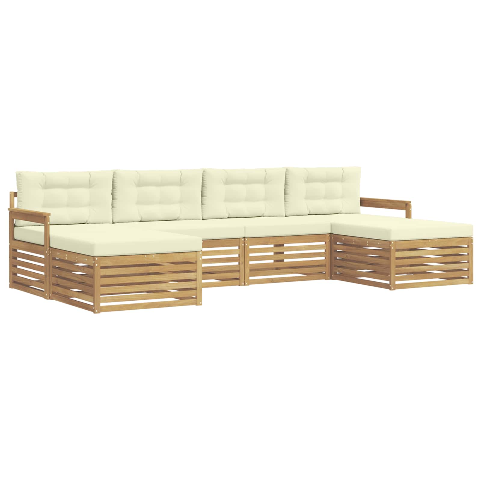 Ensembles de canapés 6 pcs Blanc et crème Bois d'Acacia Massif - XIOS