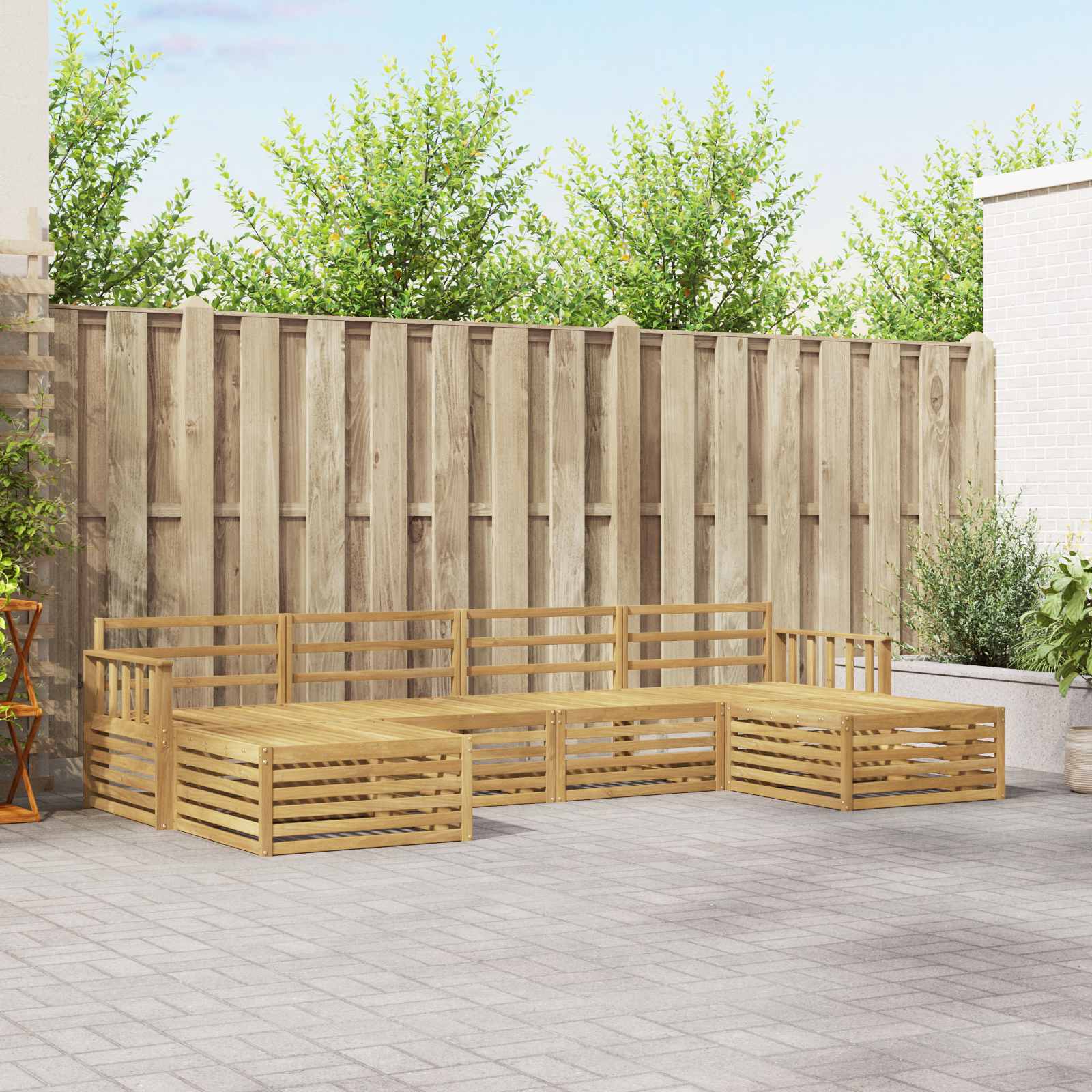Ensembles de canapés 6 pcs Blanc Bois d'Acacia Massif - XIOS