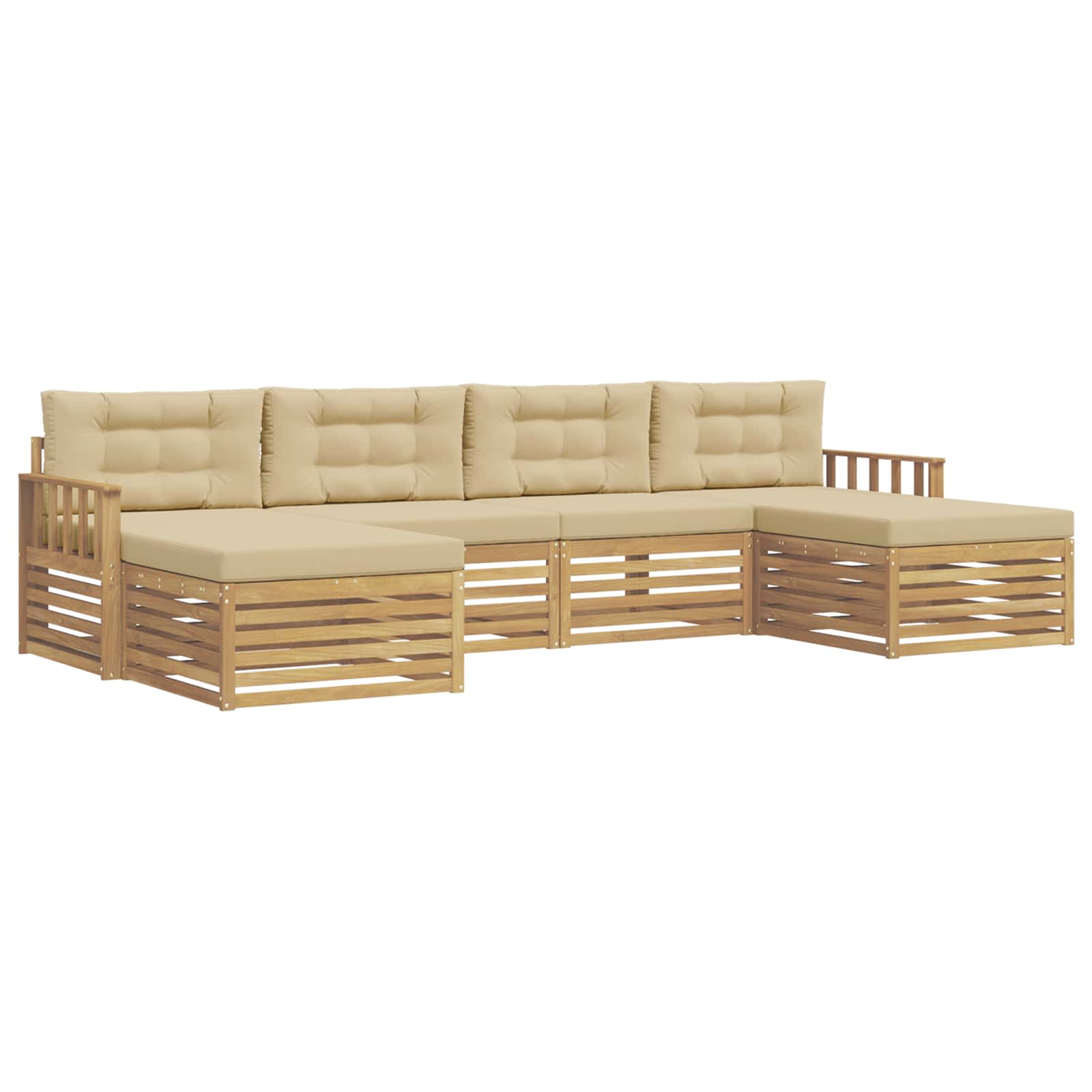 Ensembles de canapés 6 pcs Blanc et Beige Bois d'Acacia Massif - XIOS