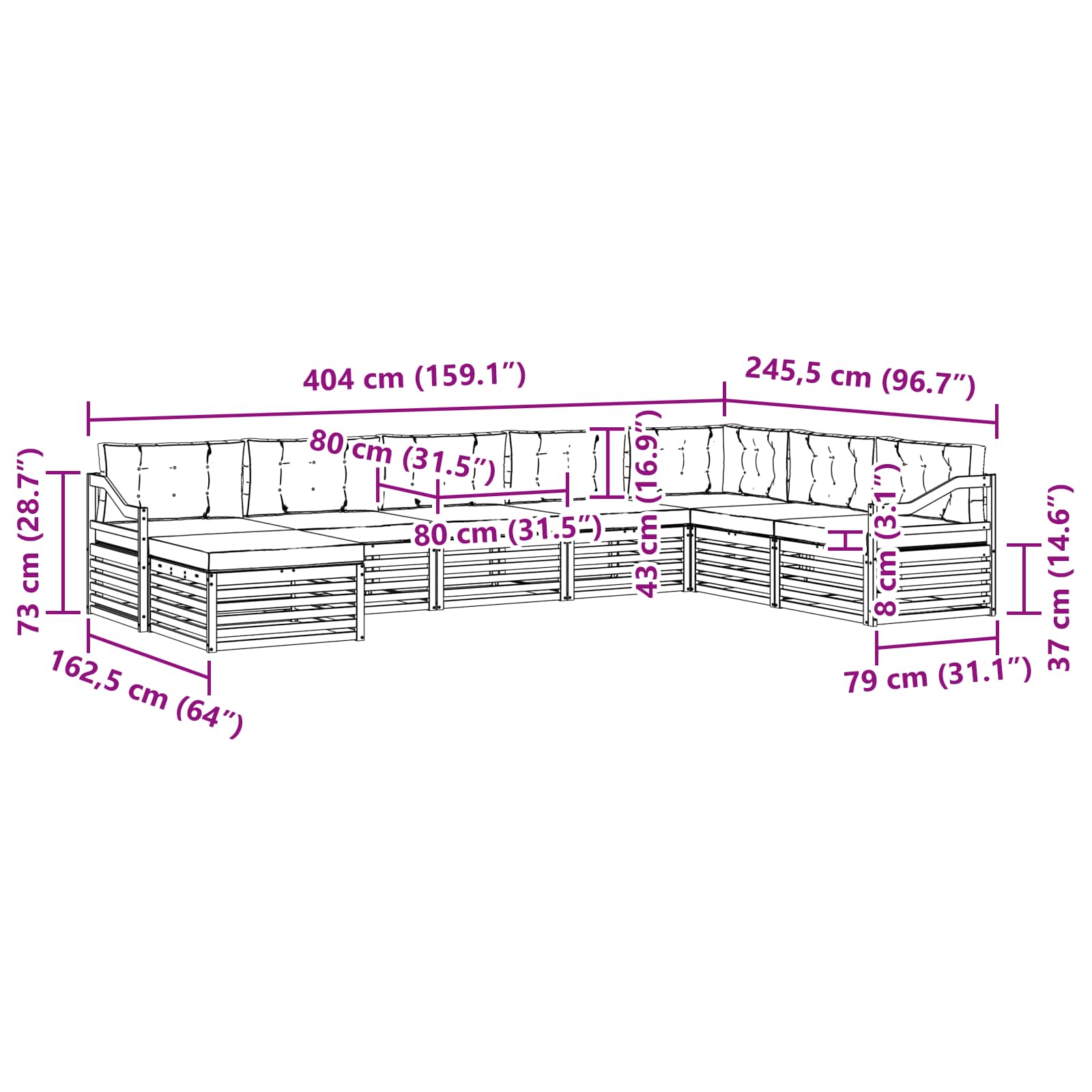 Ensemble de canapés d'extérieur 8 pcs Blanc et crème Polyester - XIOS