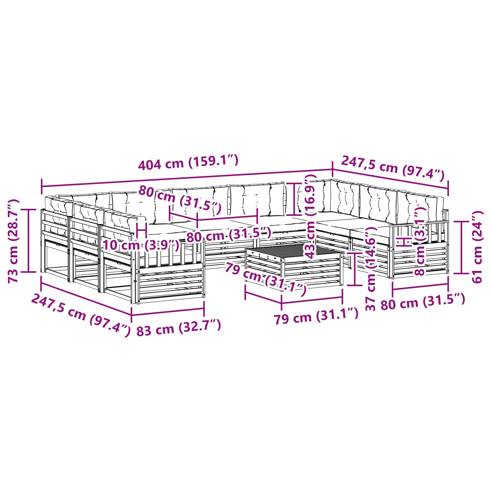 Ensemble de canapés d'extérieur 10 pcs Blanc et anthracite - XIOS