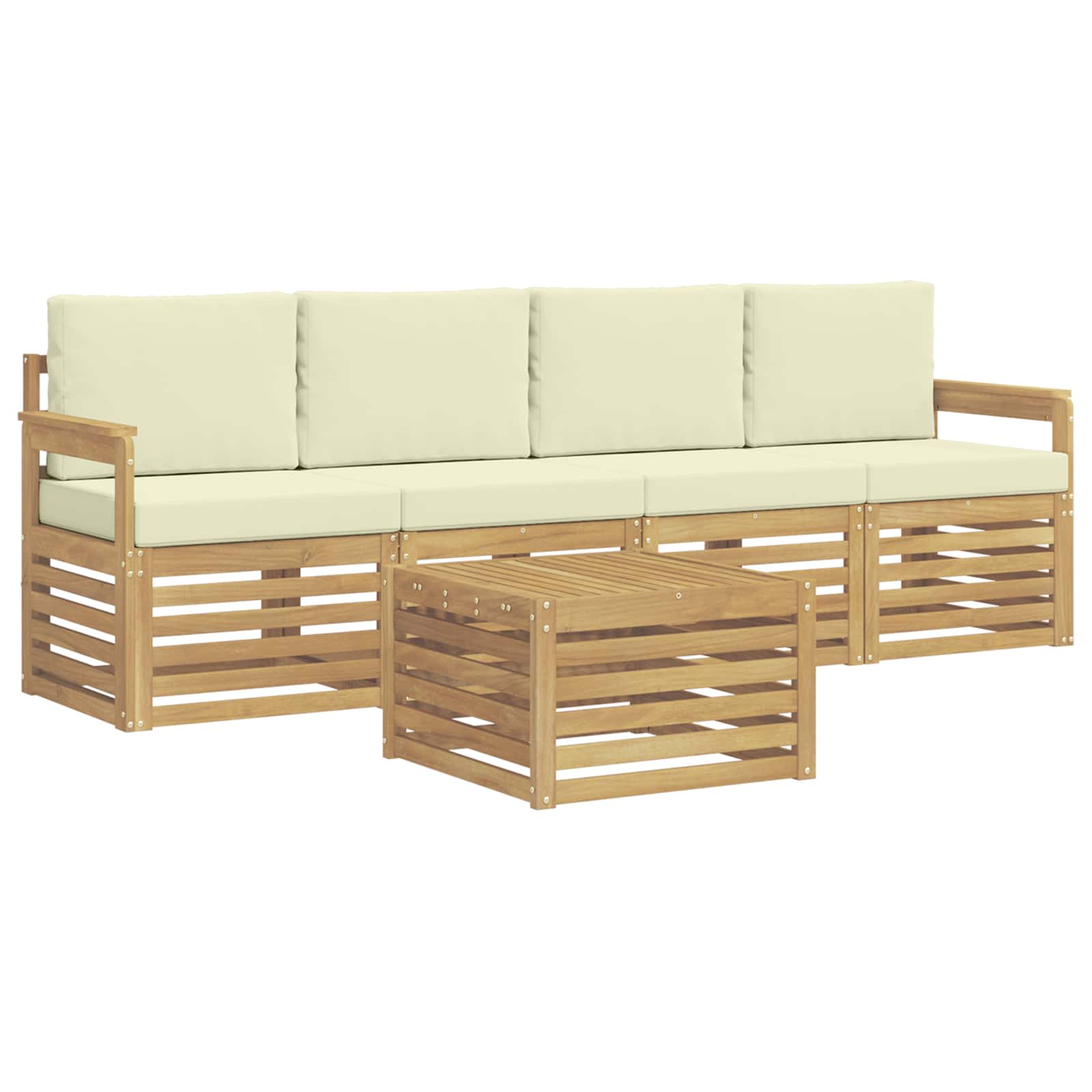Ensemble de canapés d'extérieur 5 pcs Blanc et crème Polyester - XIOS